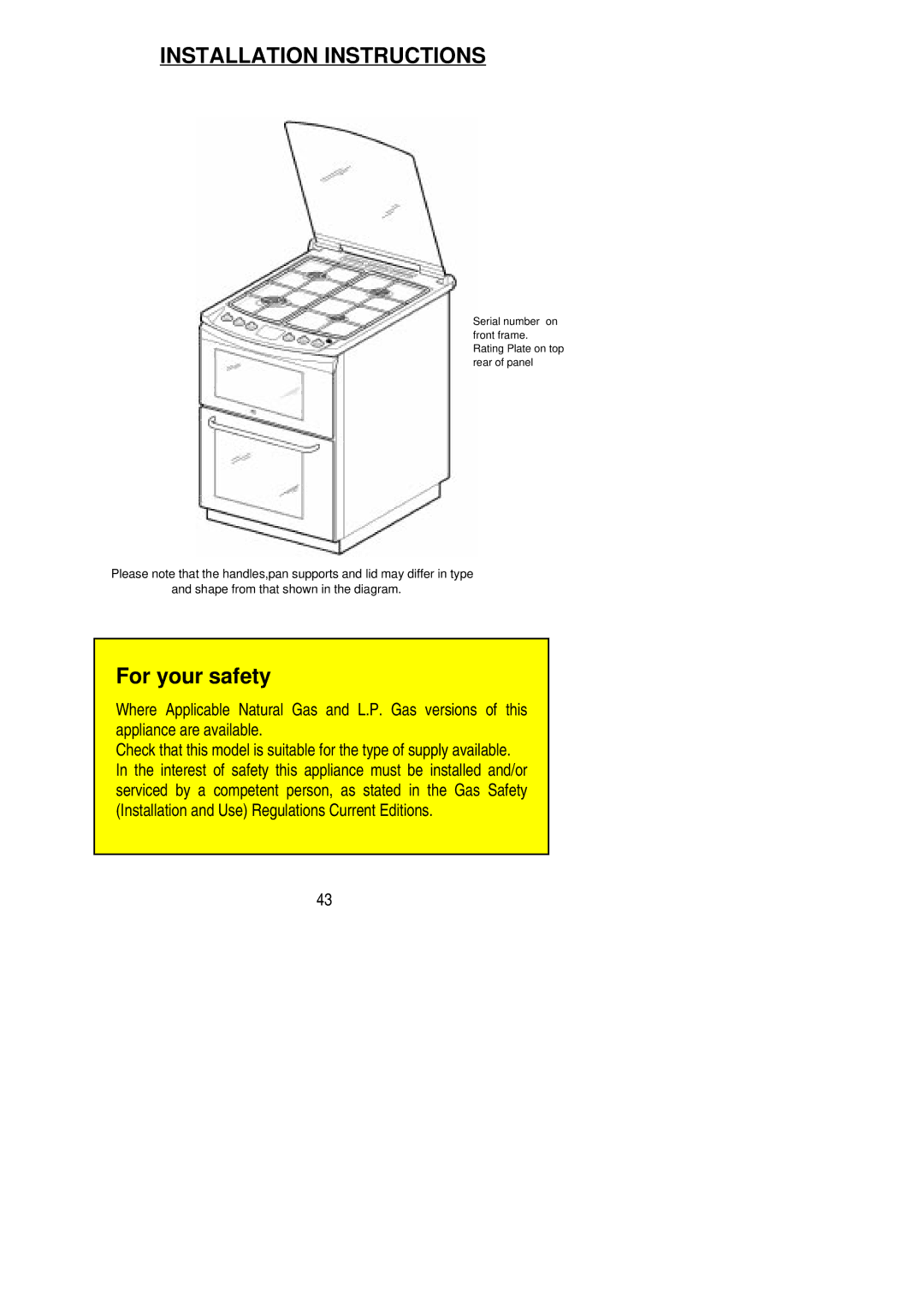 Electrolux ZCG 7902 manual Installation Instructions 