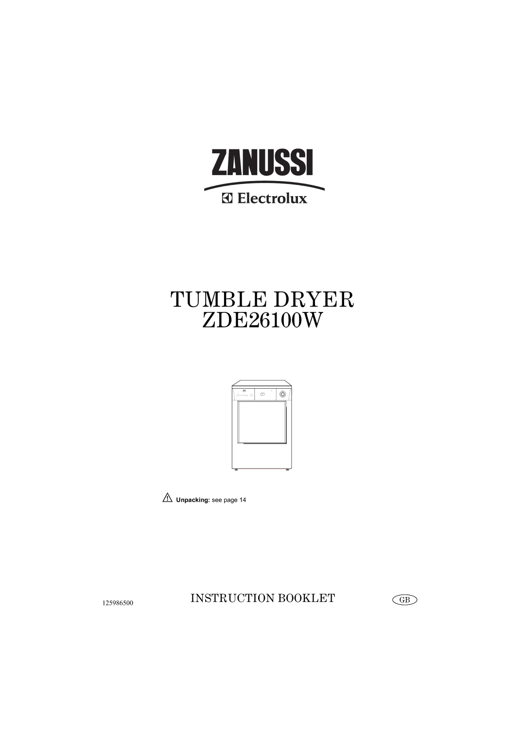 Electrolux ZDE26100W manual Tumble Dryer 