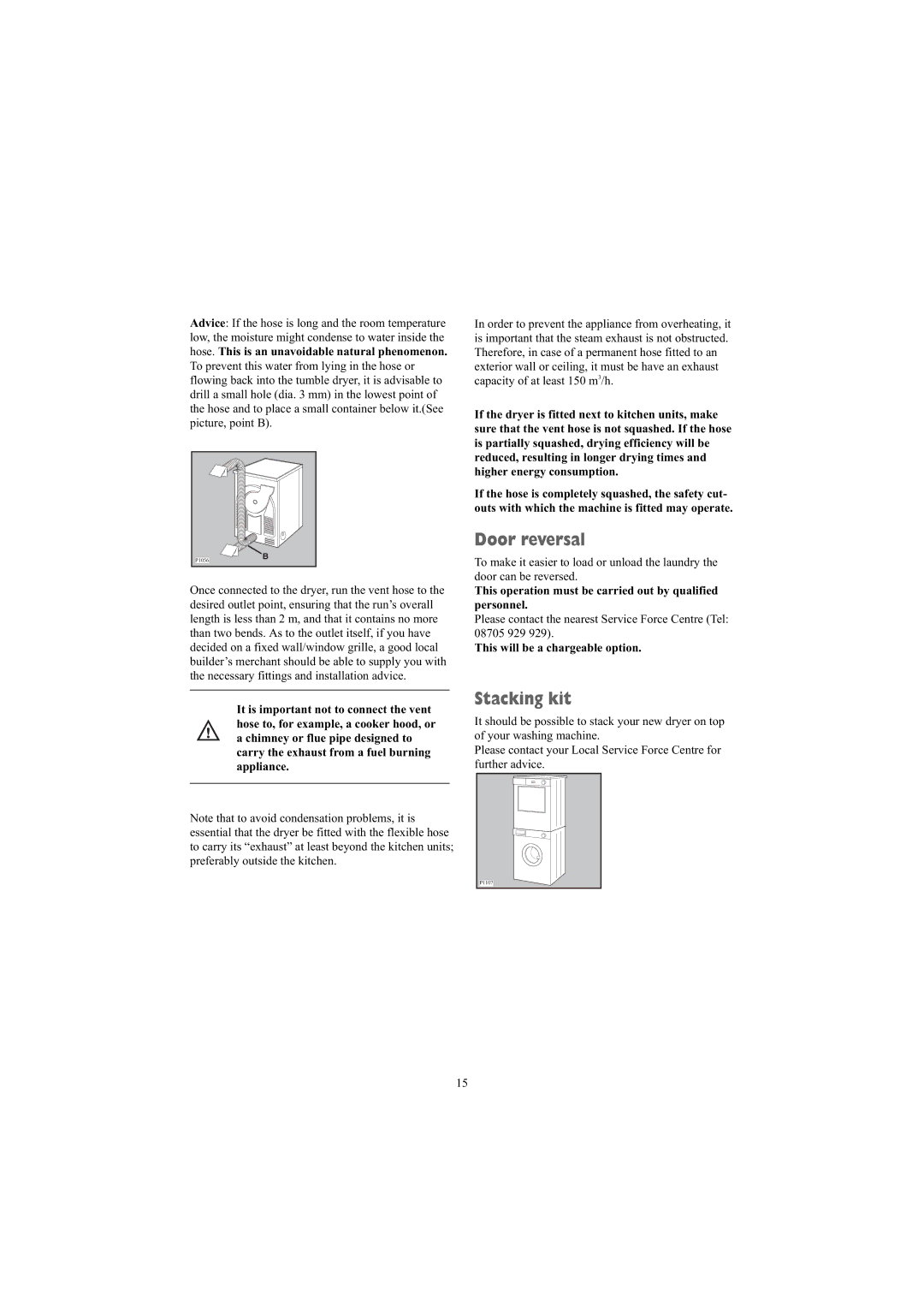 Electrolux ZDE26100W manual Door reversal, Stacking kit, This operation must be carried out by qualified personnel 