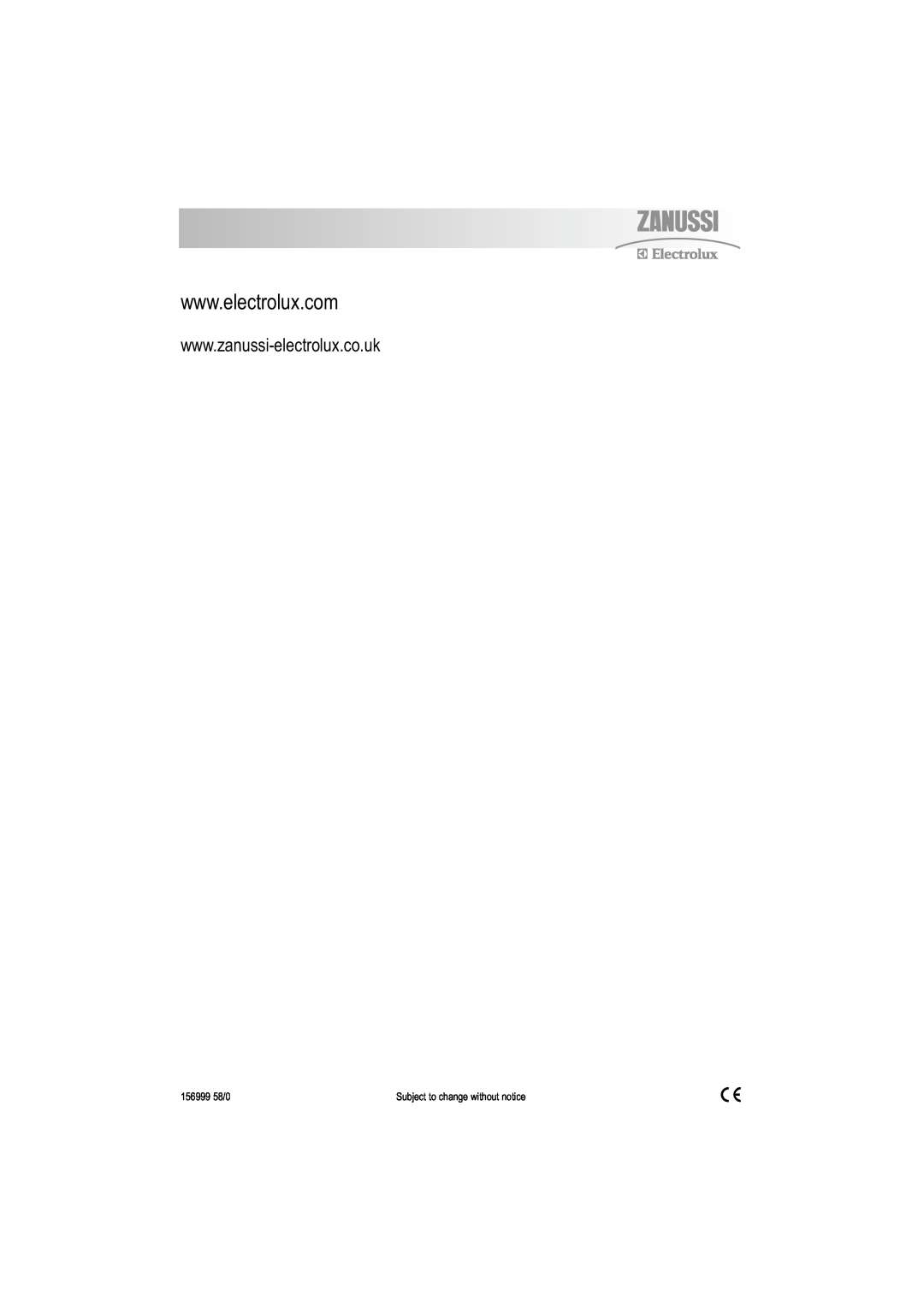 Electrolux ZDF 501 user manual 156999 58/0, Subject to change without notice 
