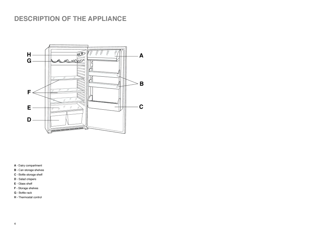 Electrolux ZI9235 manual Description of the Appliance 