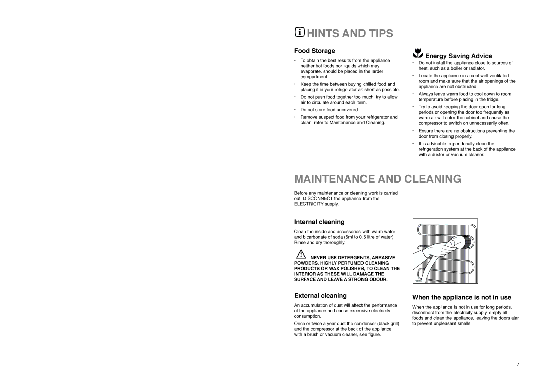 Electrolux ZI9235 manual Hints and Tips, Maintenance and Cleaning 