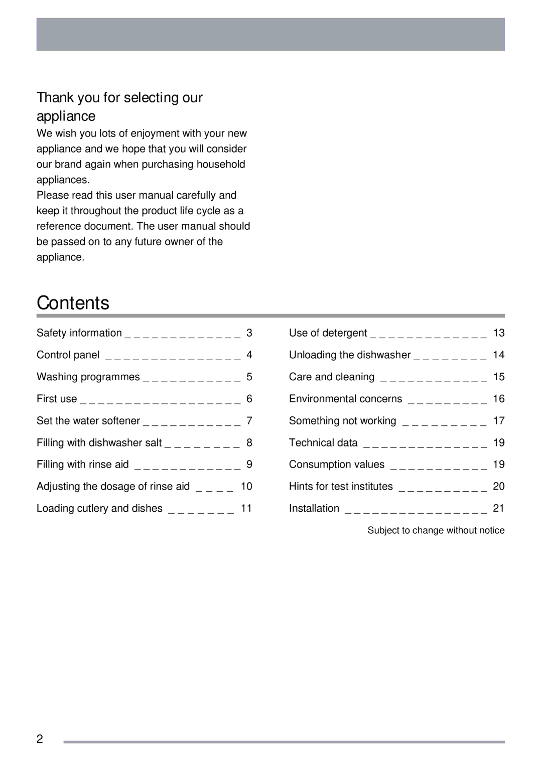 Electrolux ZKI1410 user manual Contents 