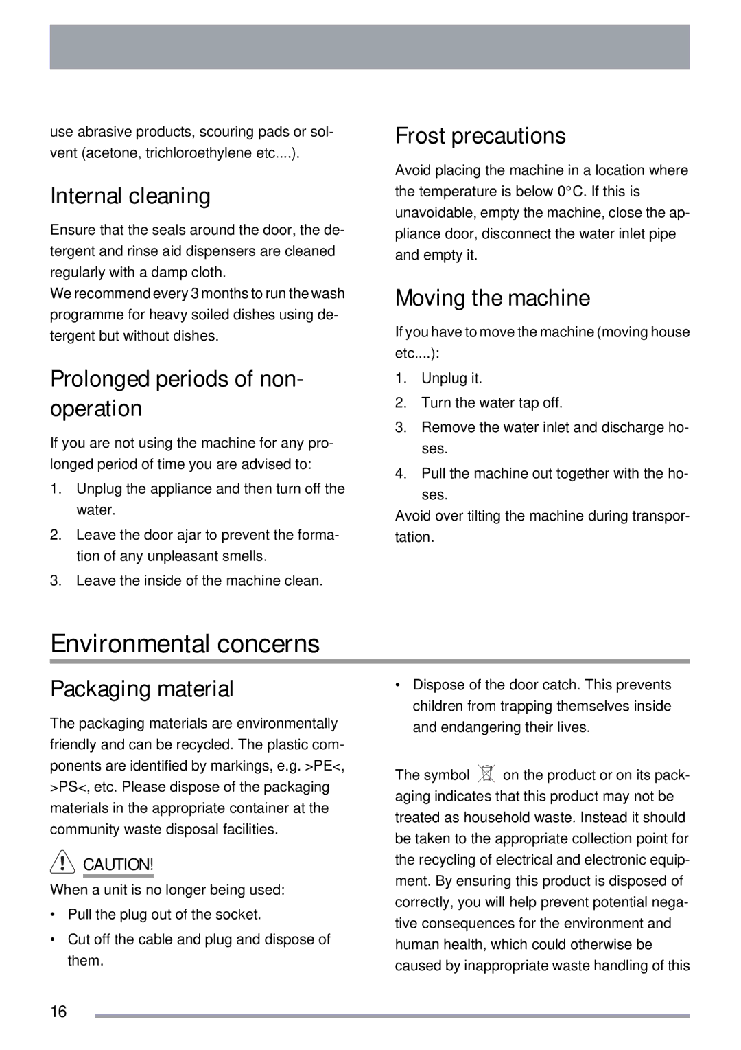 Electrolux ZKS5653 user manual Environmental concerns 