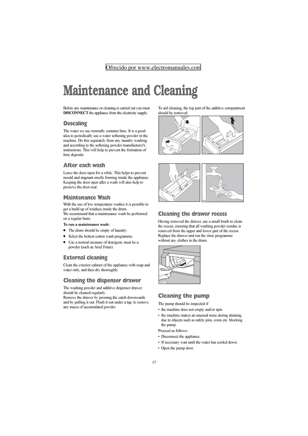 Electrolux ZWF 1427 W manual Maintenance and Cleaning 