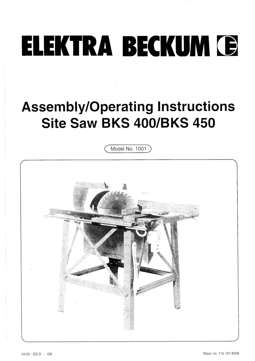 Elektra Beckum BKS 450, BKS 400 manual 