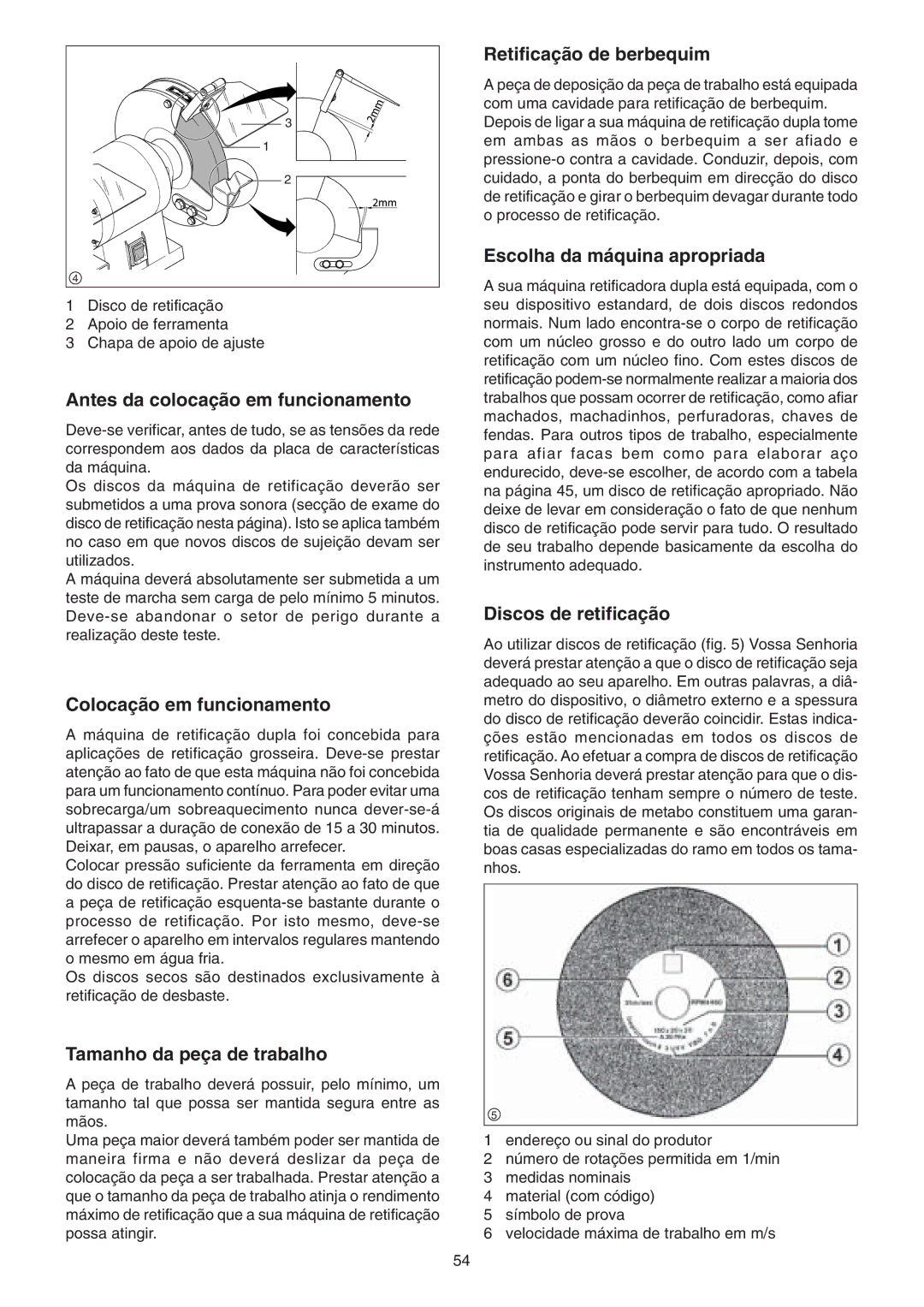 Elektra Beckum DS 175 D Antes da colocação em funcionamento, Colocação em funcionamento, Tamanho da peça de trabalho 