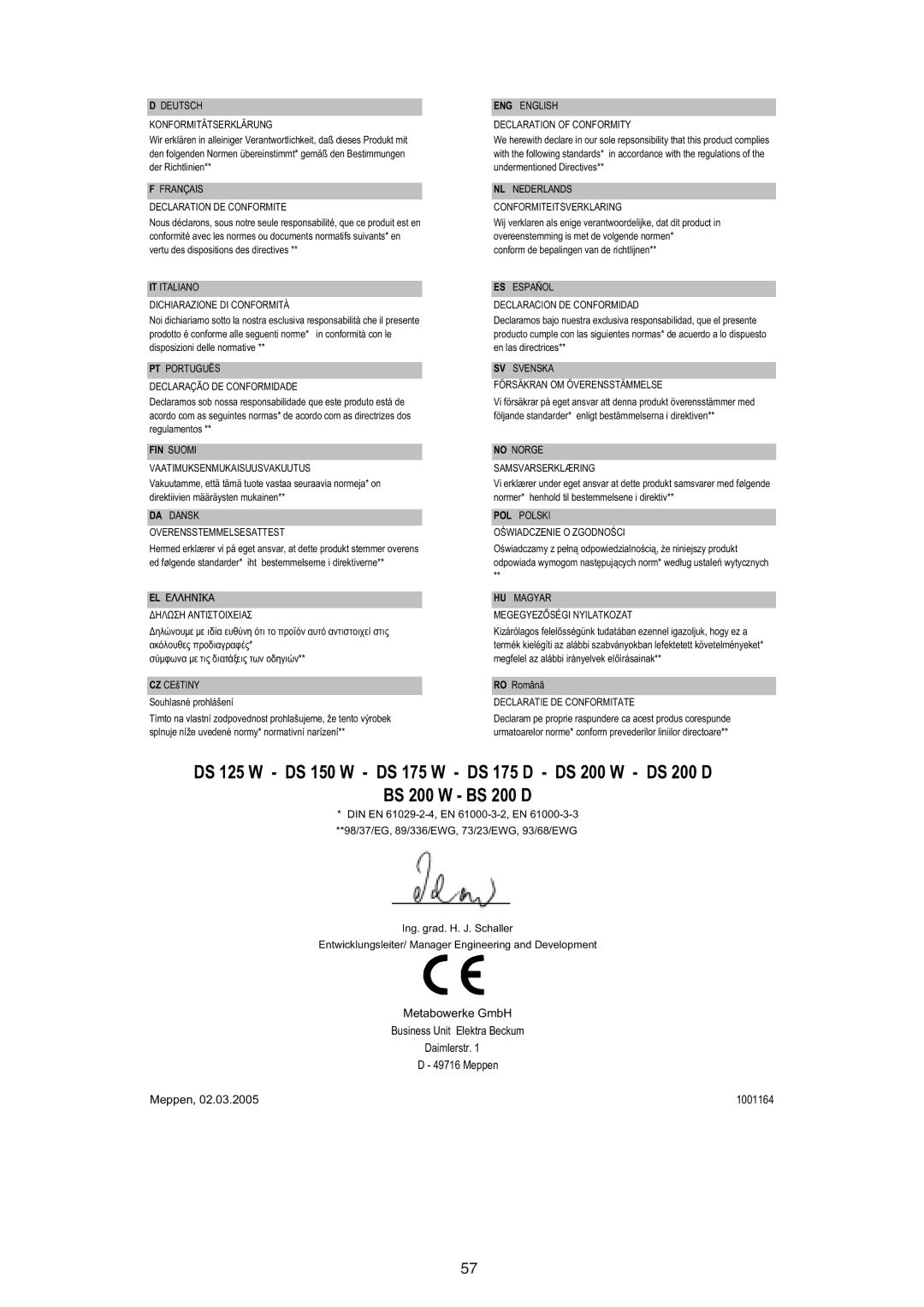 Elektra Beckum DS 200 D, DS 175 D, DS 125 W, DS 150 W, DS 200 W, DS 175 W operating instructions EL ƪƯƯHNIKA 