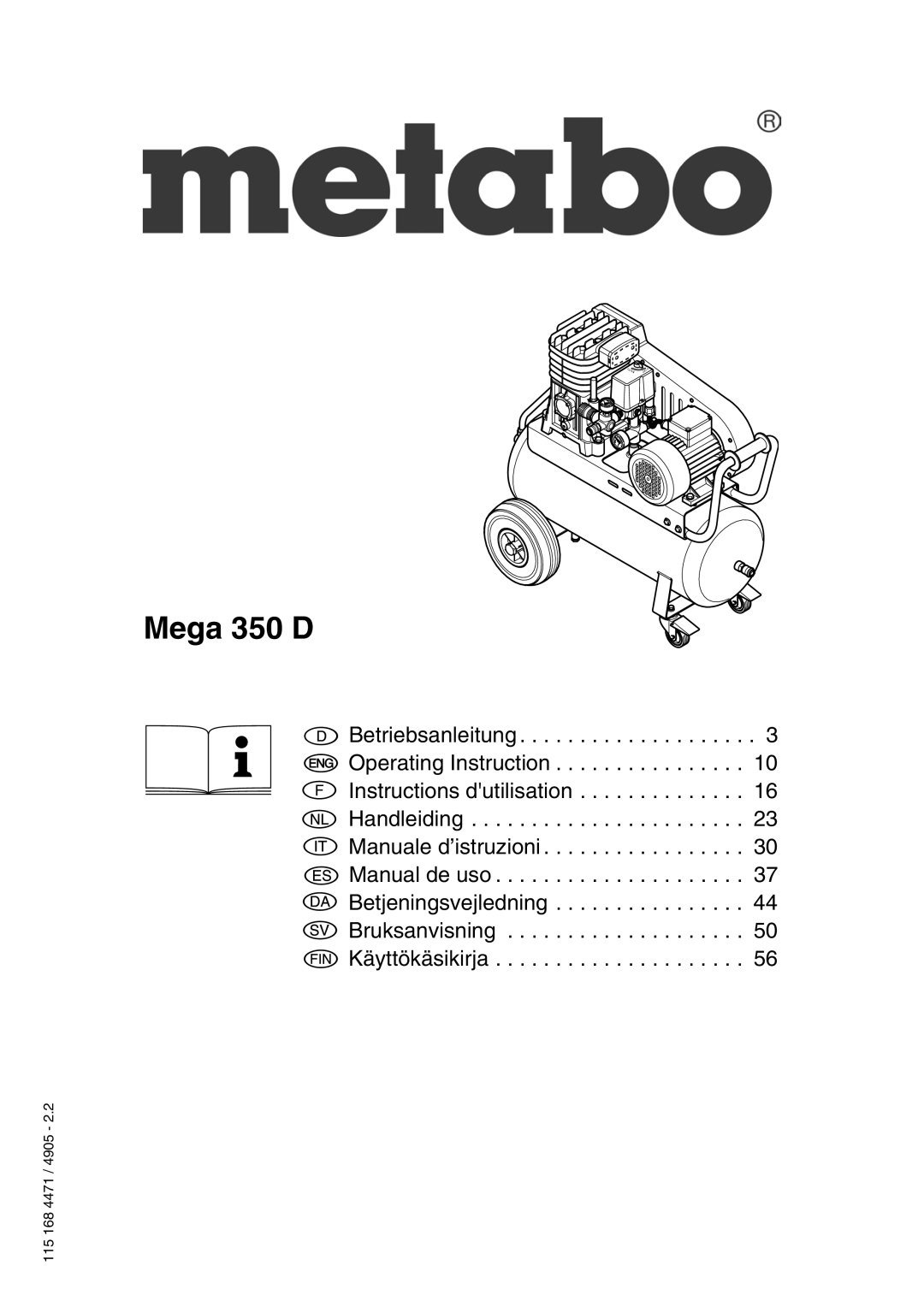 Elektra Beckum Mega 350 D manual 115 168 4471 / 4905 