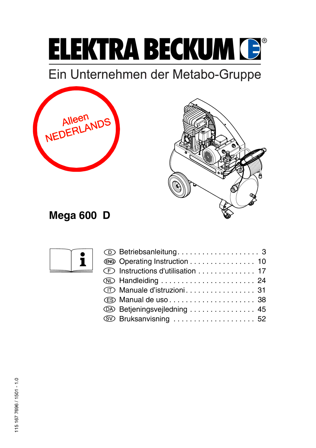 Elektra Beckum Mega 600 D manual 