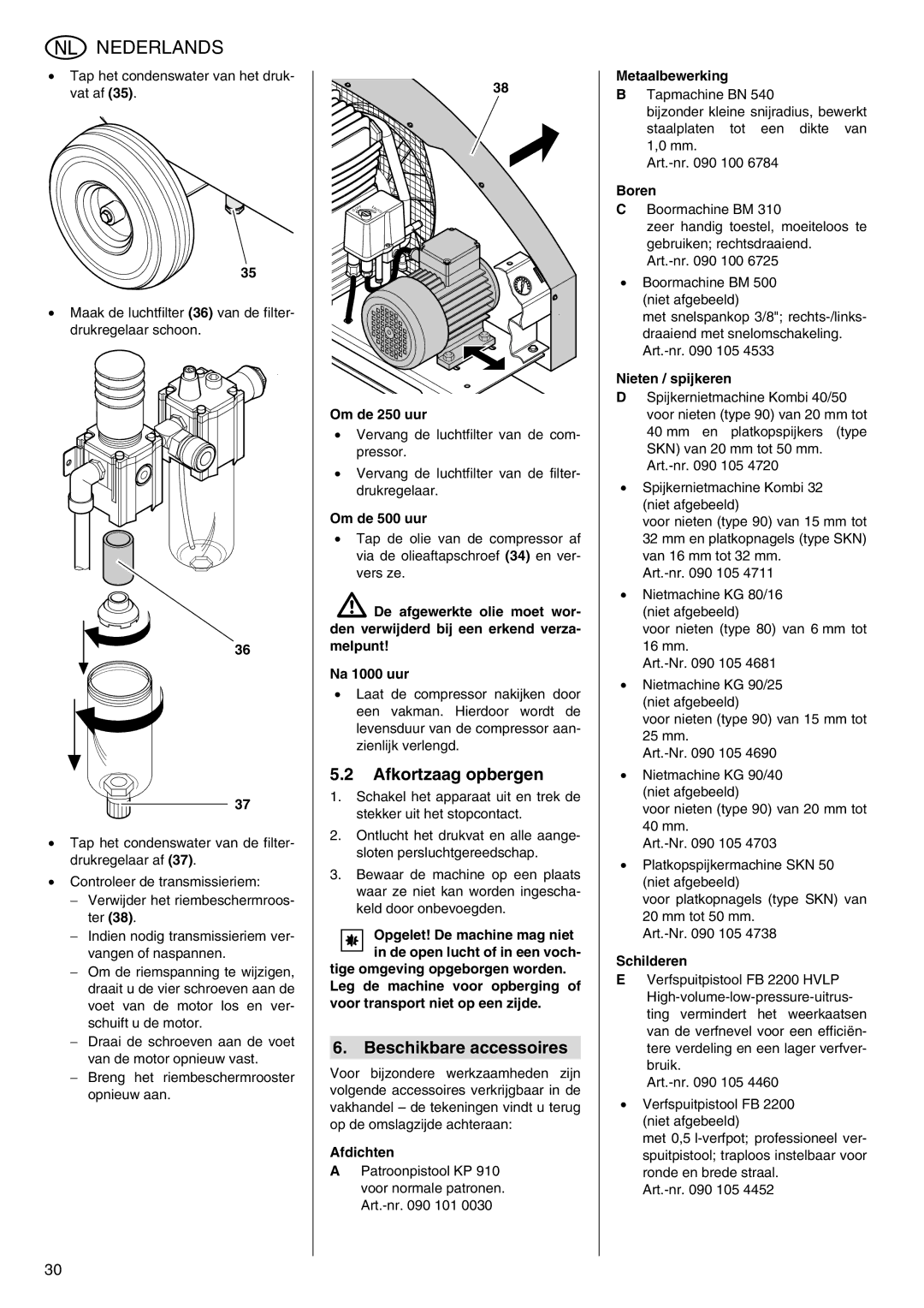 Elektra Beckum Mega 700 D manual Afkortzaag opbergen, Beschikbare accessoires 