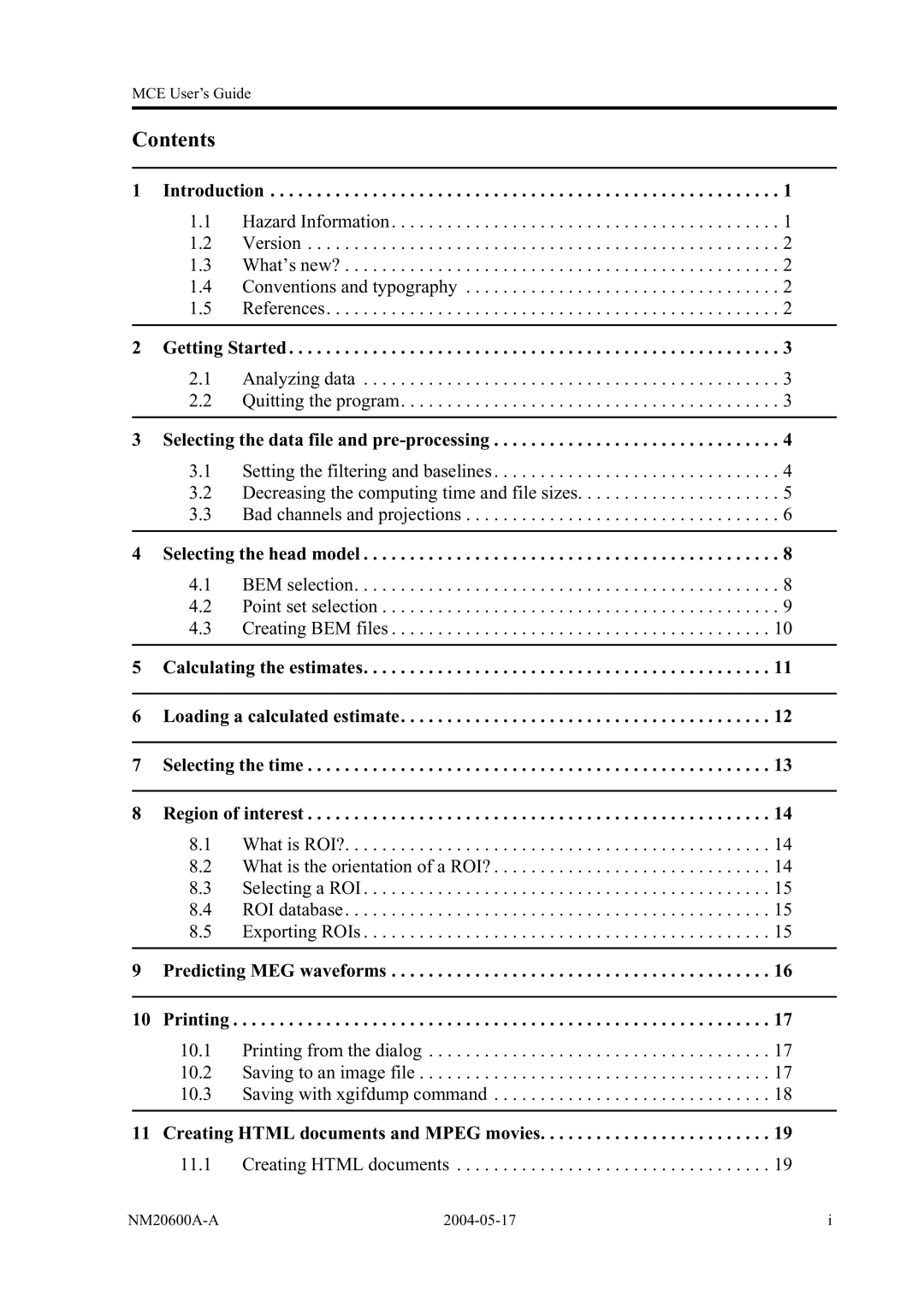 Elektra Beckum MCE, NM20600A-A manual Contents 