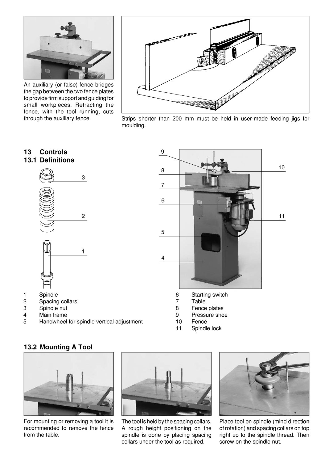 Elektra Beckum TF 100 M operating instructions Controls Definitions, Mounting a Tool 