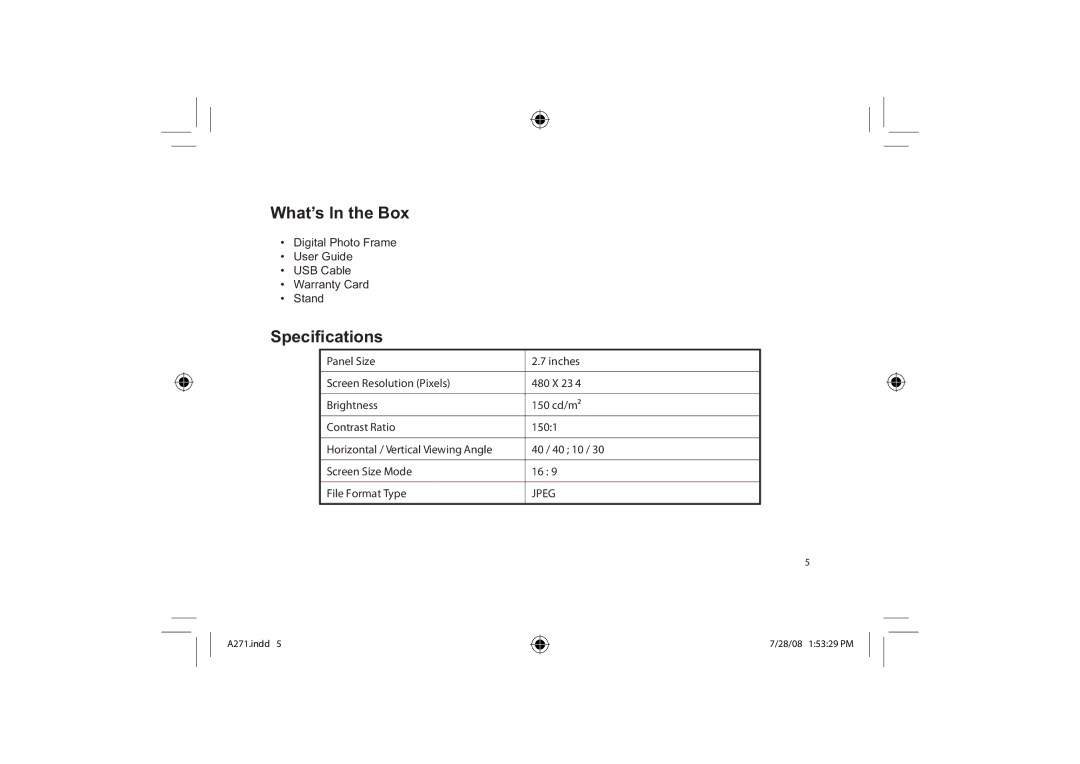 Element Electronics EFG272 user manual What’s In the Box, 6SHFL¿FDWLRQV 