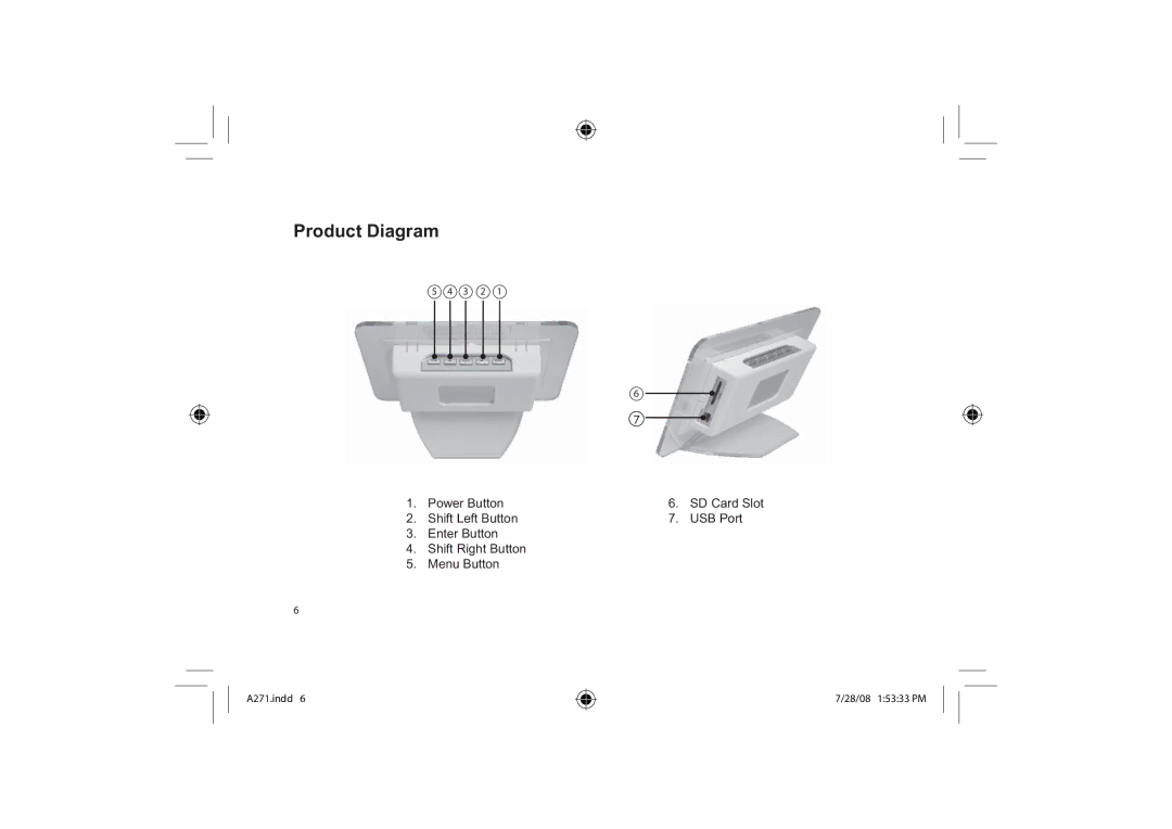 Element Electronics EFG272 user manual Product Diagram 