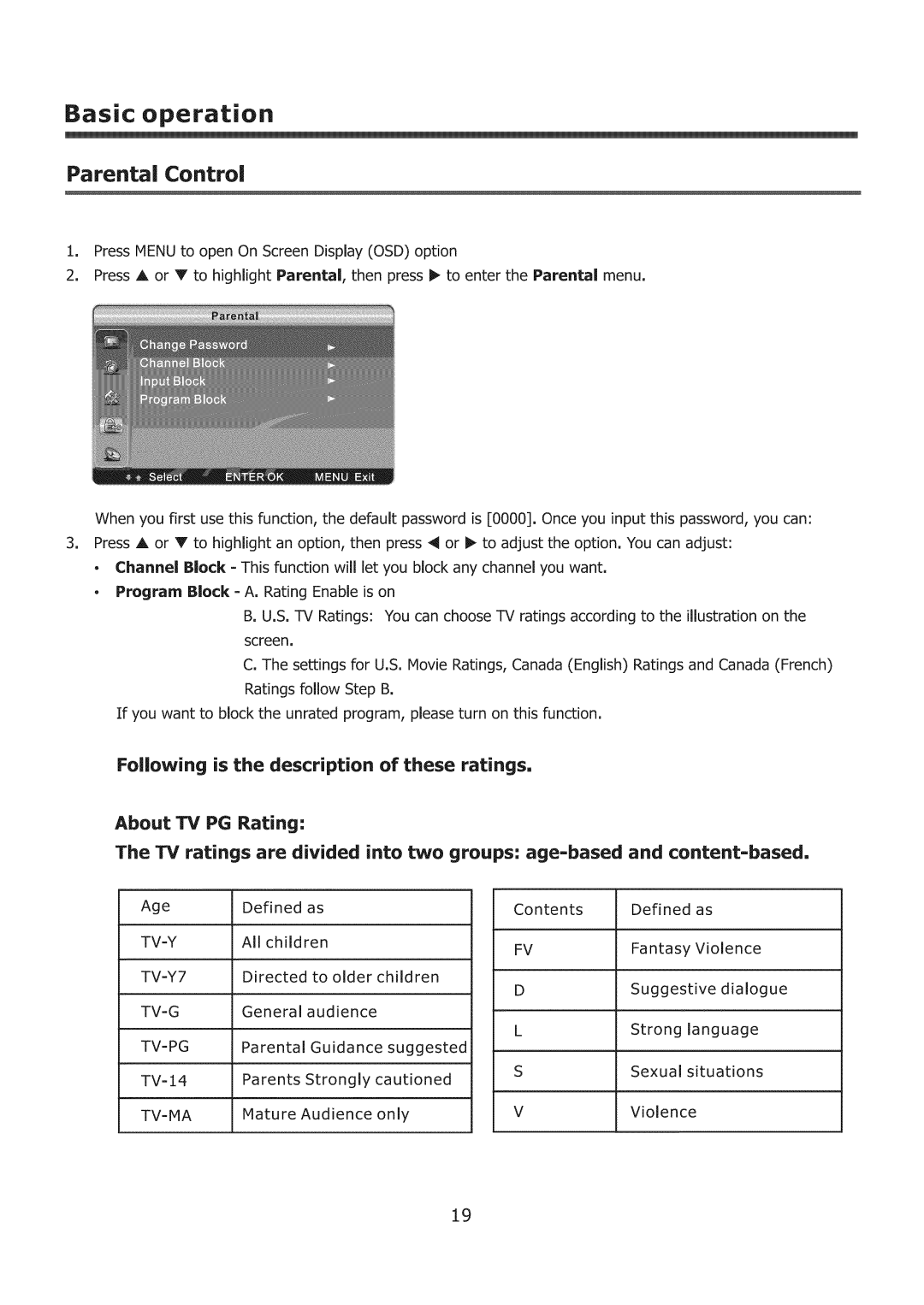 Element Electronics ELCHW261 user manual Parental Control, Children, Mature 