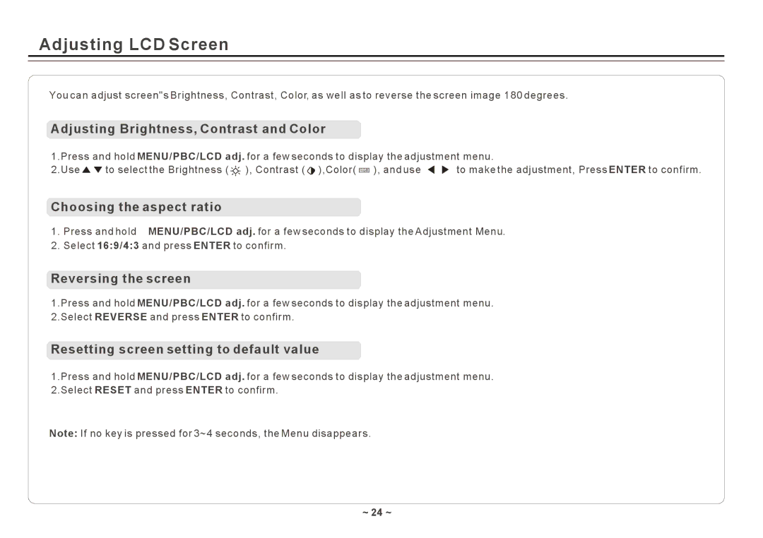 Element Electronics ELE E850PD manual Adjusting LCD Screen 