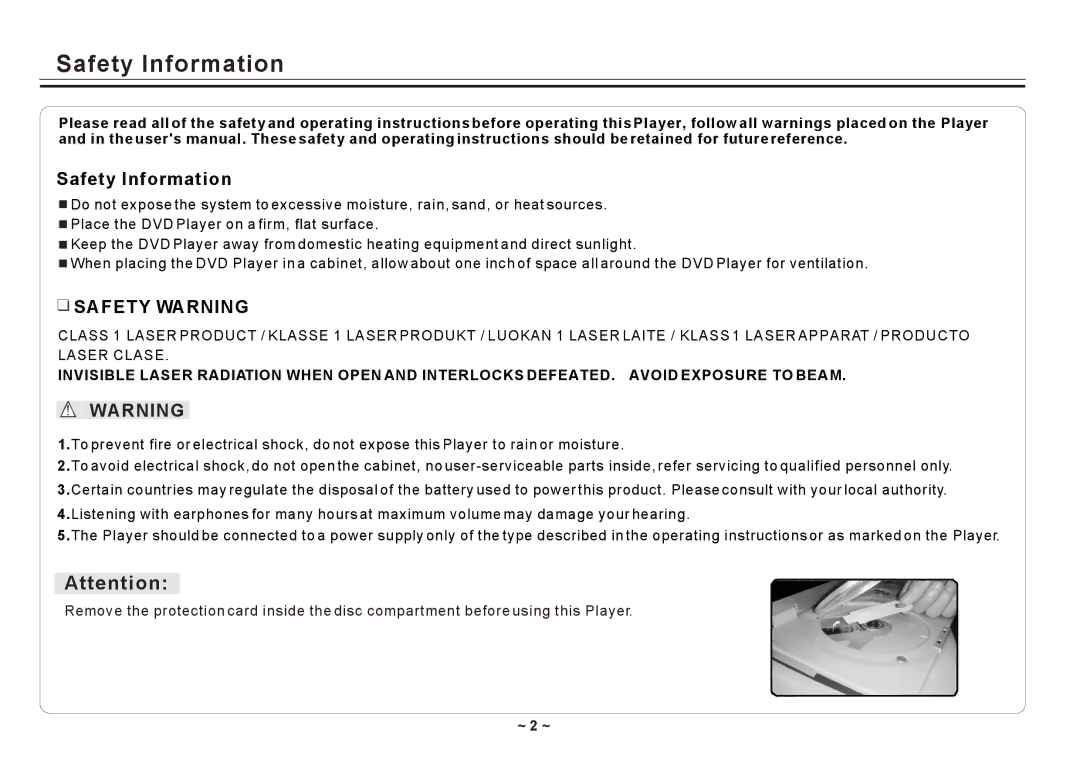 Element Electronics ELE E850PD manual Safety Information, ~ 2 ~ 