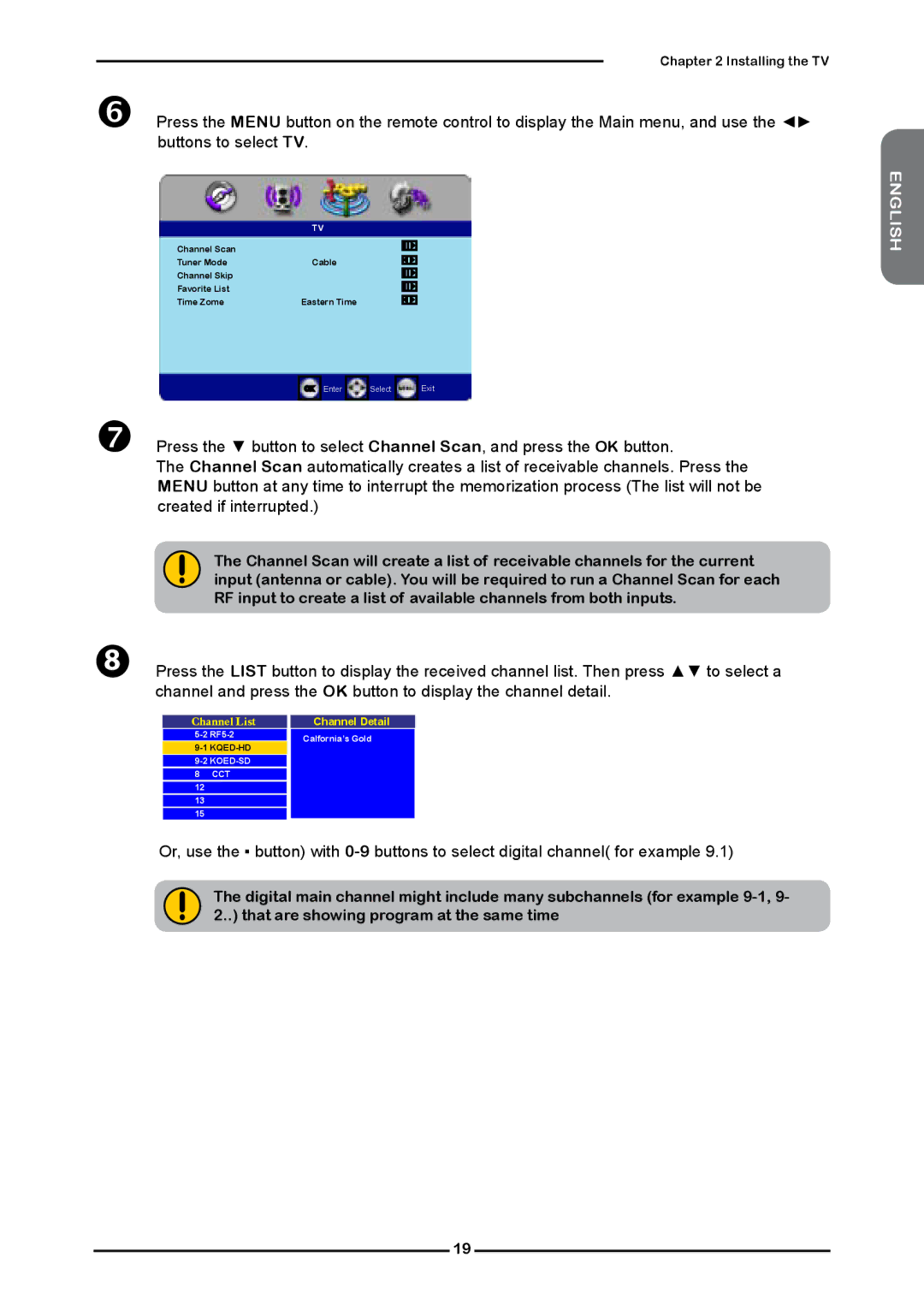 Element Electronics Flat Panel Television manual Channel List 