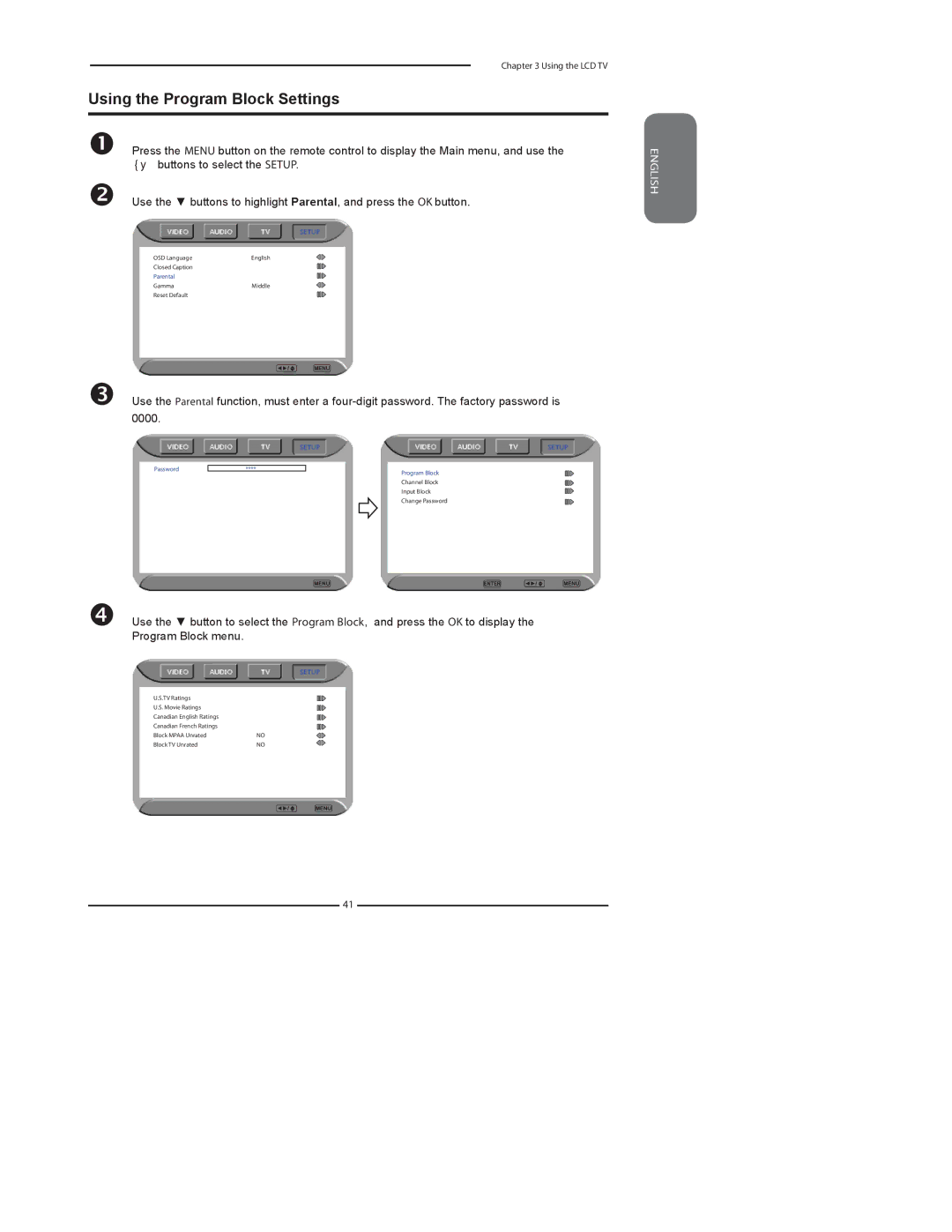 Element Electronics FLX-3210 manual Using the Program Block Settings 