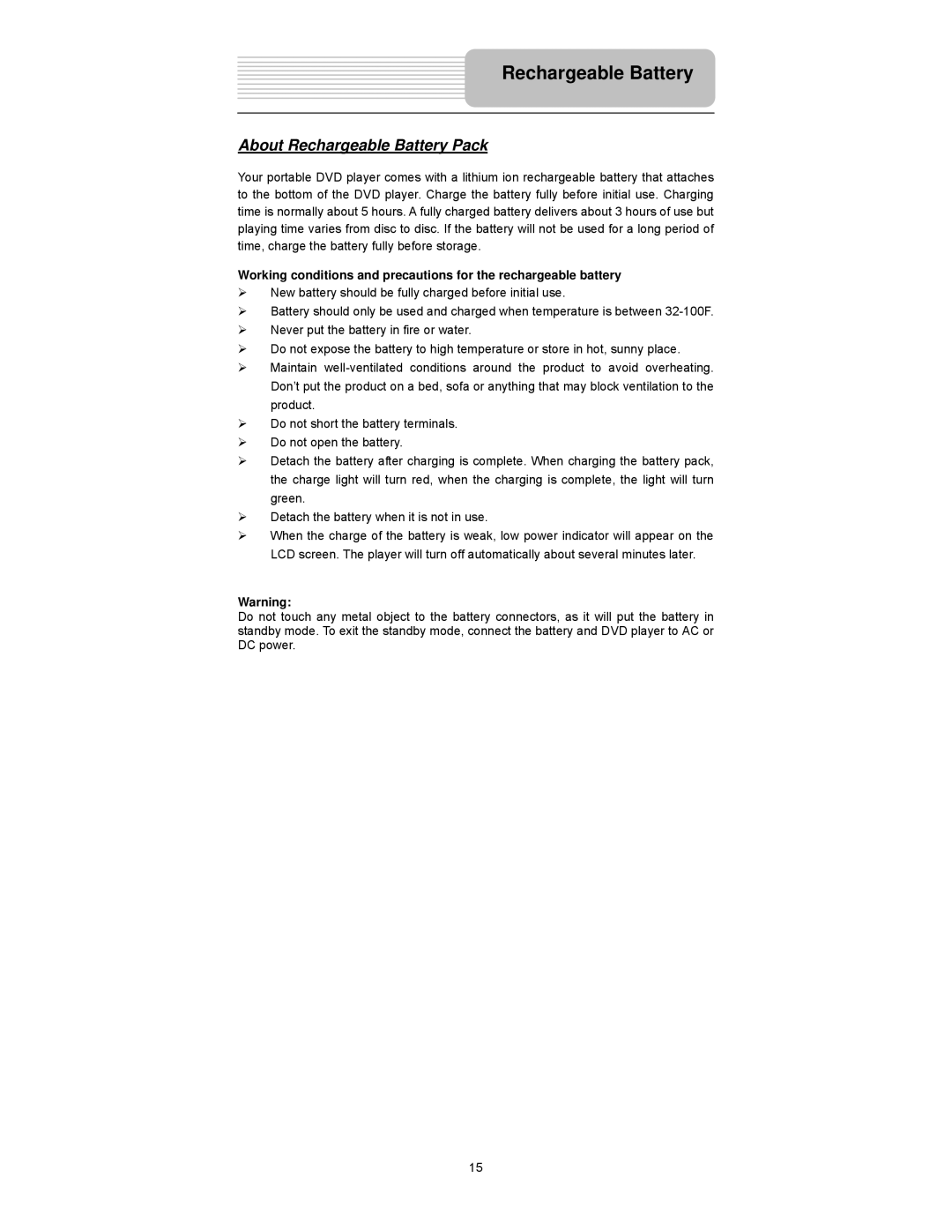 Element Electronics PDZ-081E manual About Rechargeable Battery Pack 