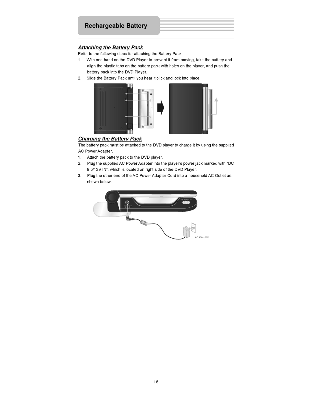 Element Electronics PDZ-081E manual Attaching the Battery Pack, Charging the Battery Pack 