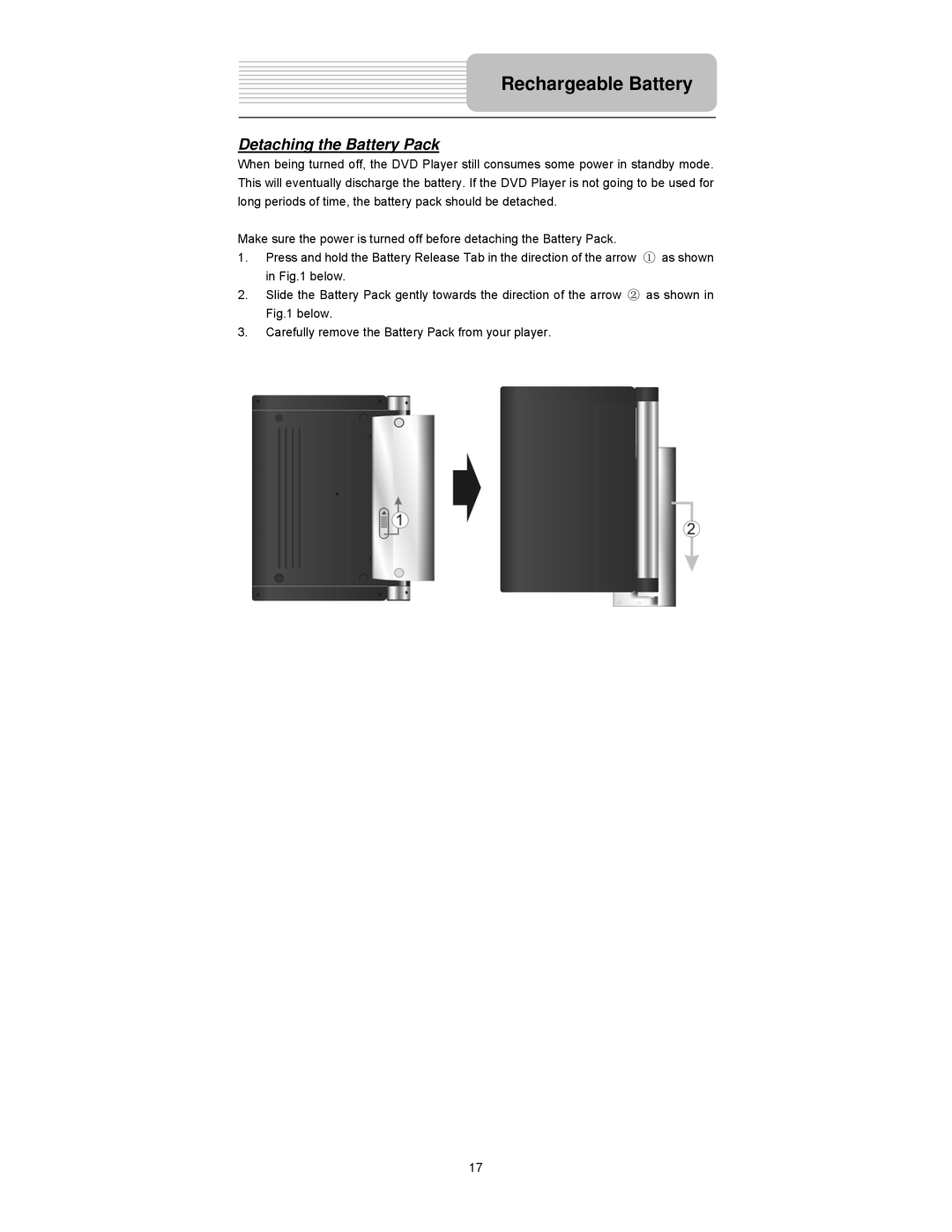 Element Electronics PDZ-081E manual Detaching the Battery Pack 