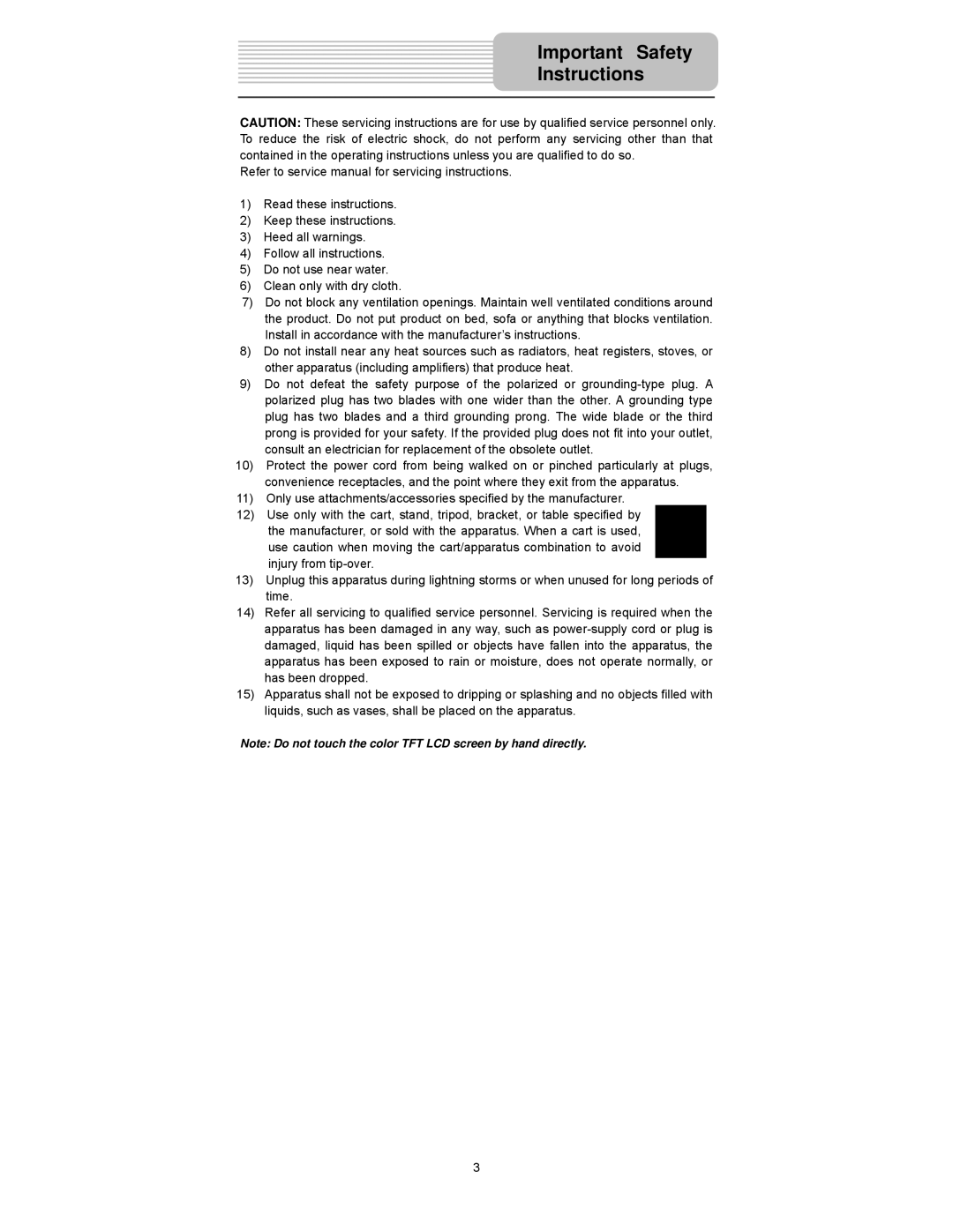 Element Electronics PDZ-081E manual Important Safety Instructions 