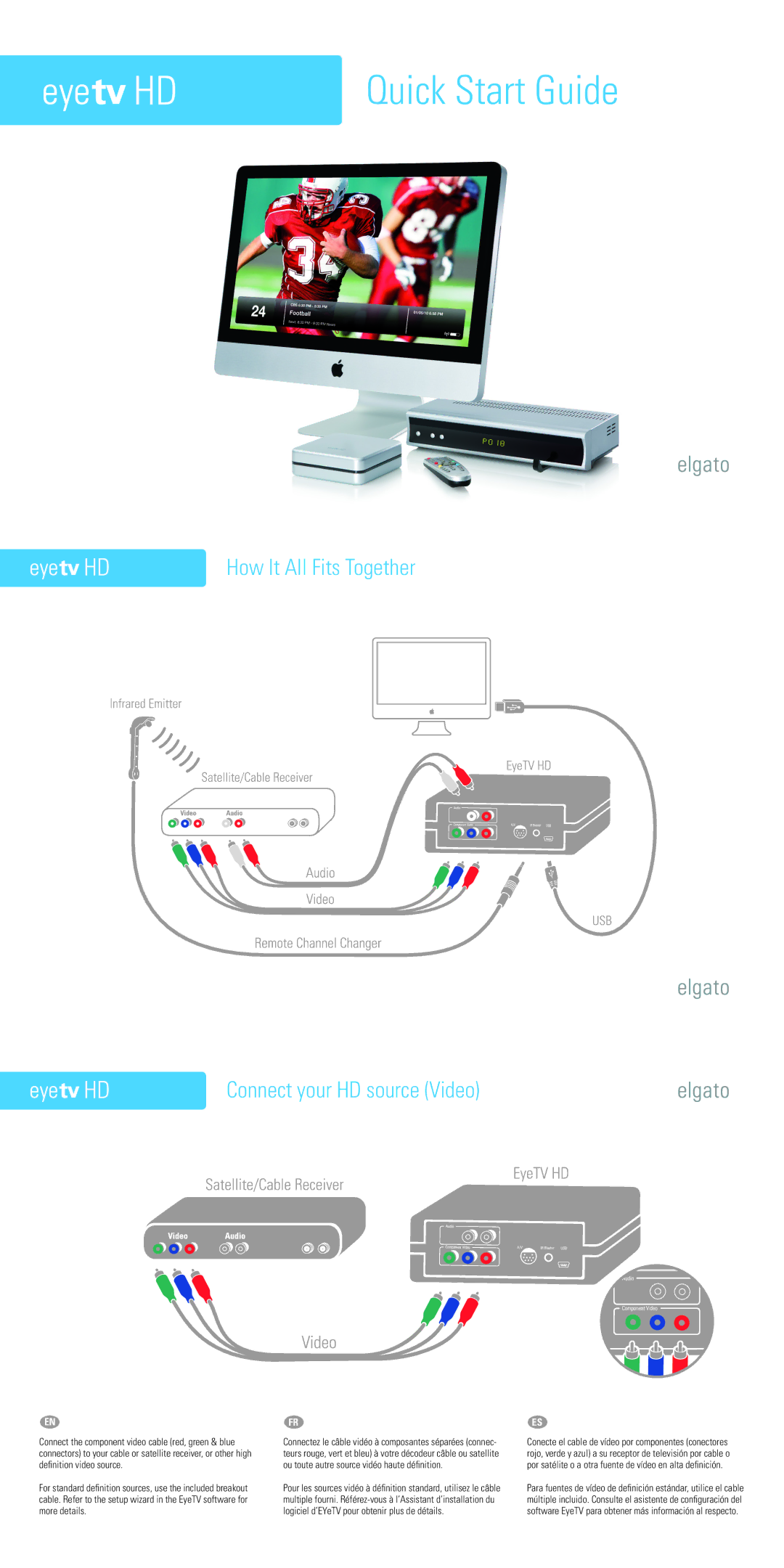 Elgato 10021040 quick start Quick Start Guide, How It All Fits Together Connect your HD source Video 