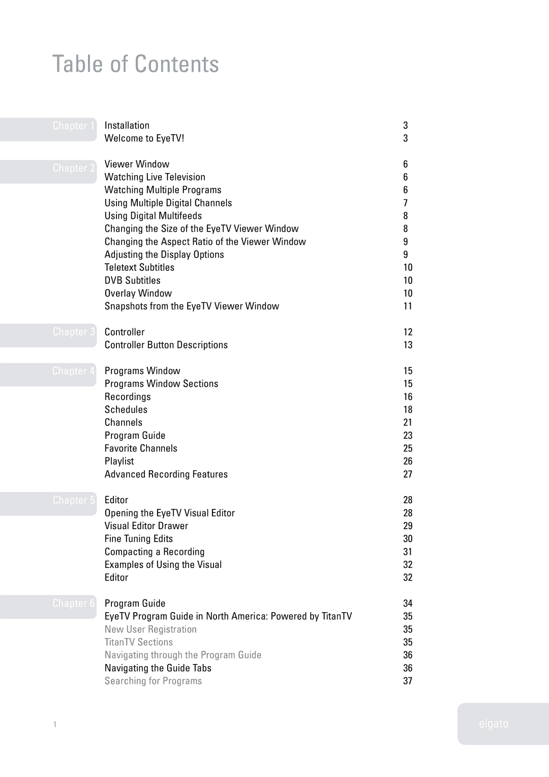 Elgato 2 software manual Table of Contents 