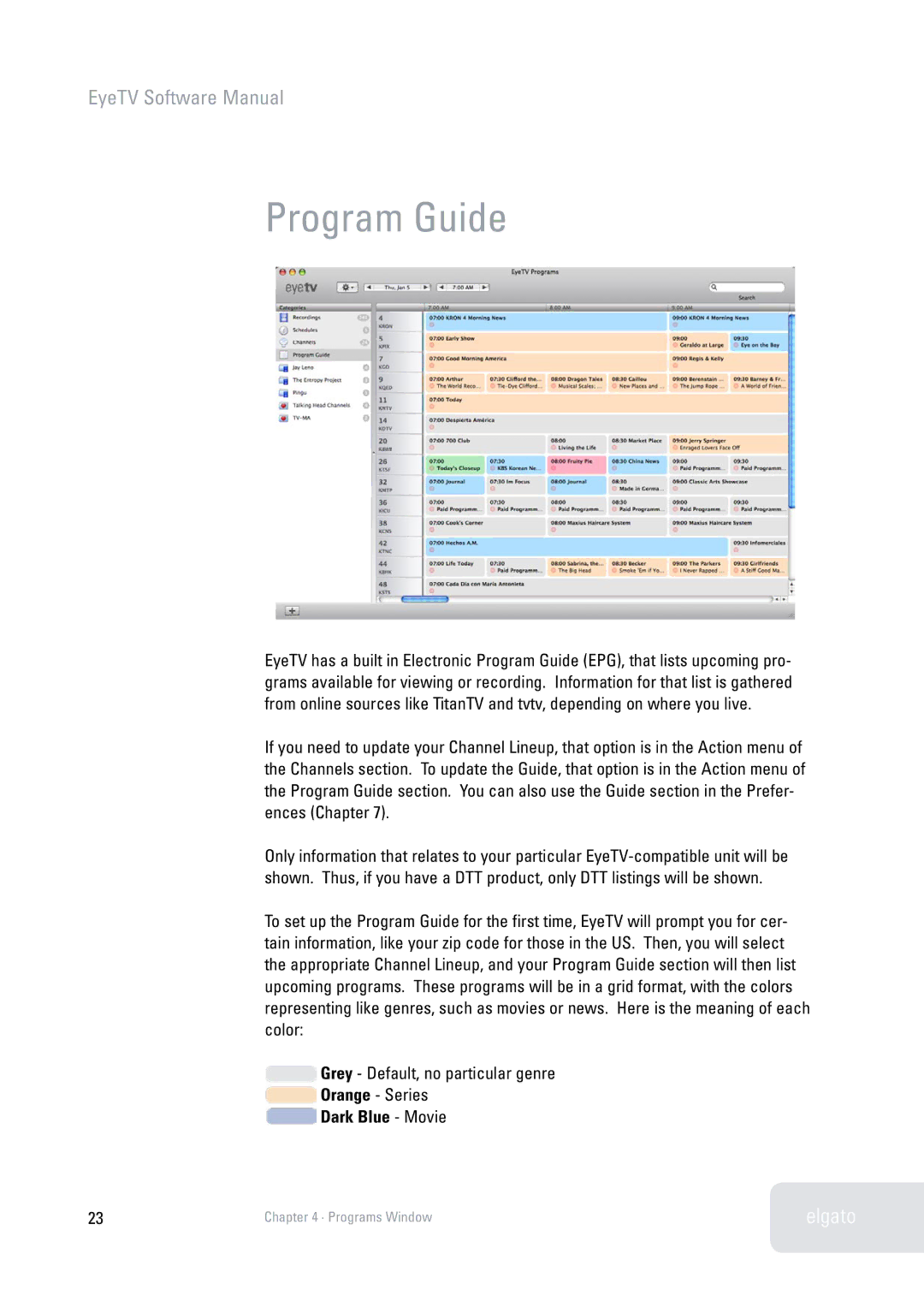 Elgato 2 software manual Program Guide 