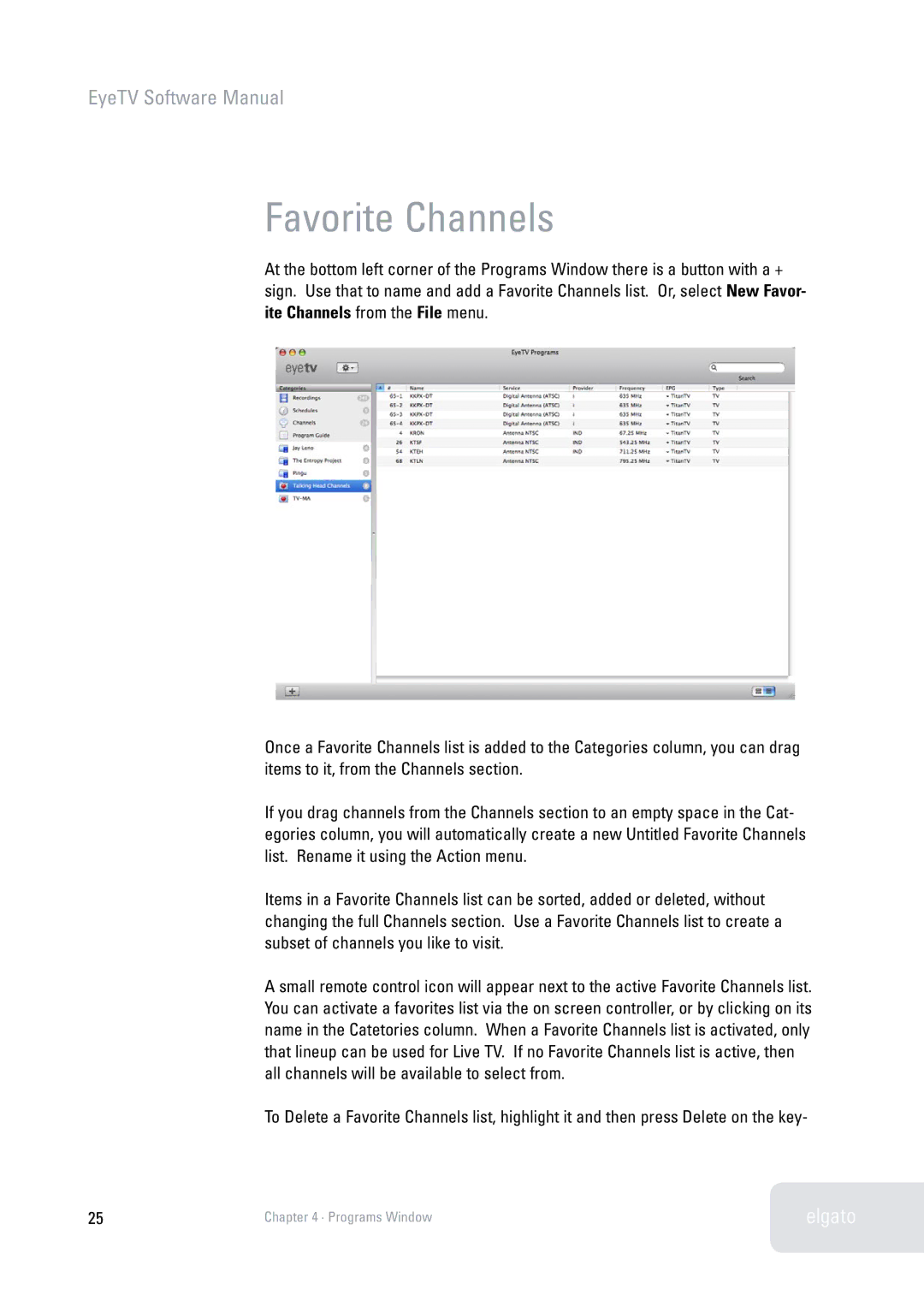 Elgato 2 software manual Favorite Channels 