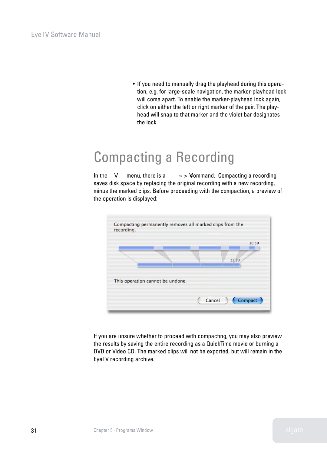 Elgato 2 software manual Compacting a Recording 