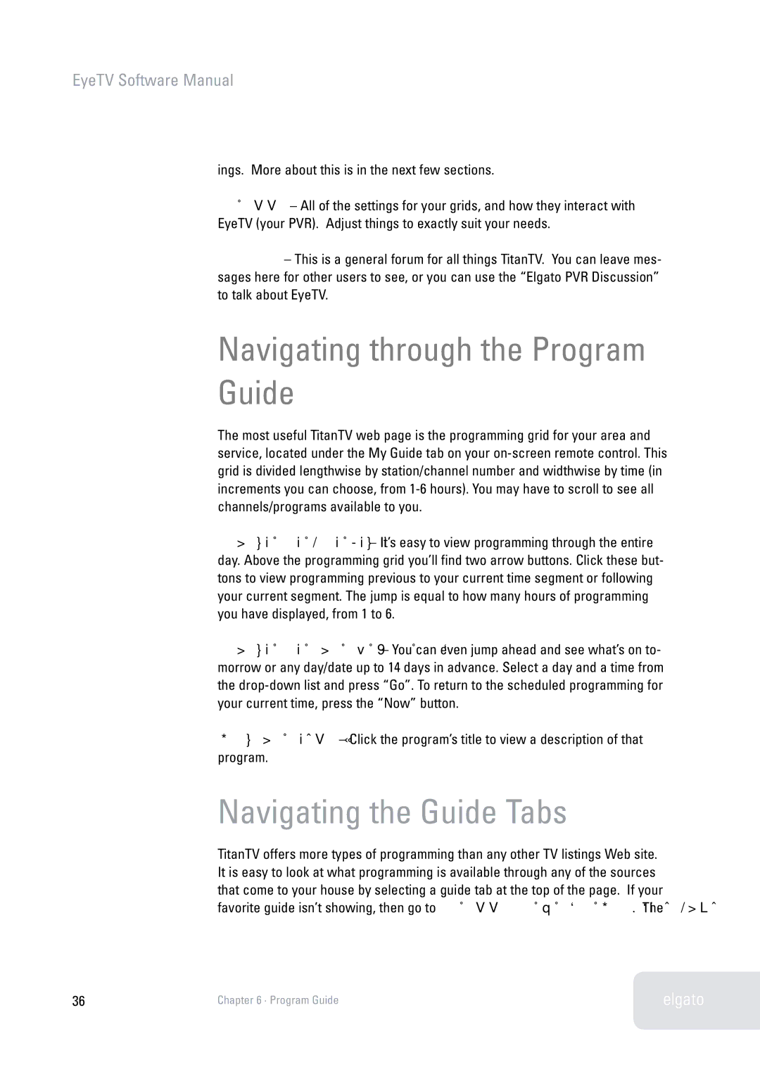 Elgato 2 software manual Navigating through the Program Guide, Navigating the Guide Tabs 