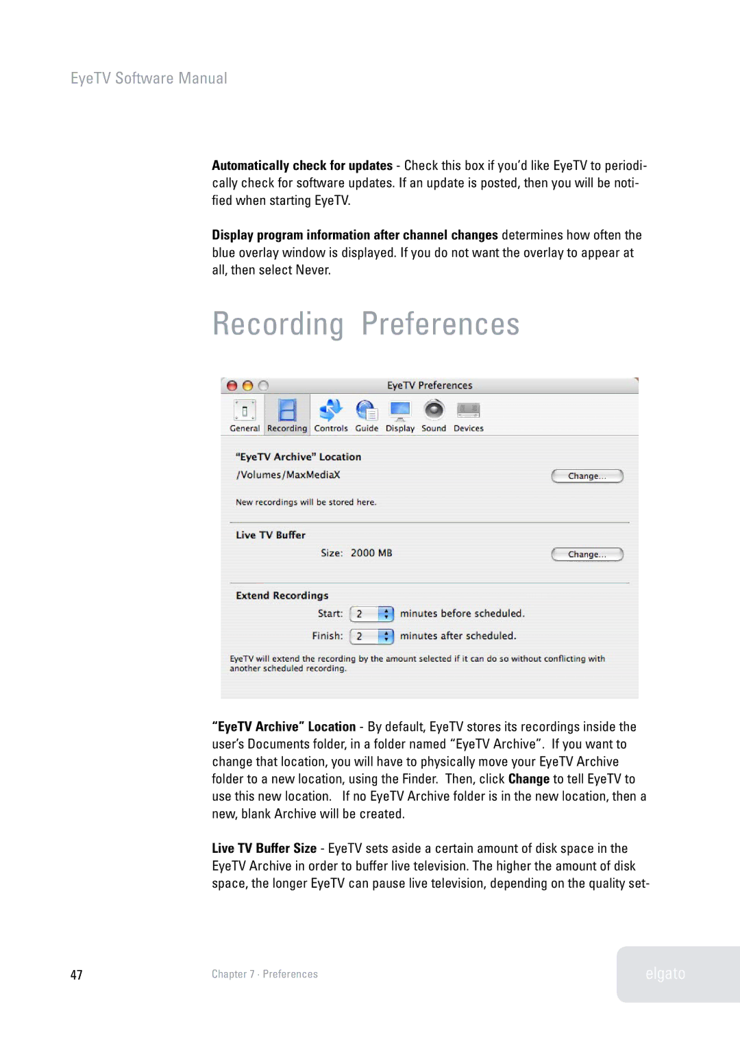 Elgato 2 software manual Recording Preferences 