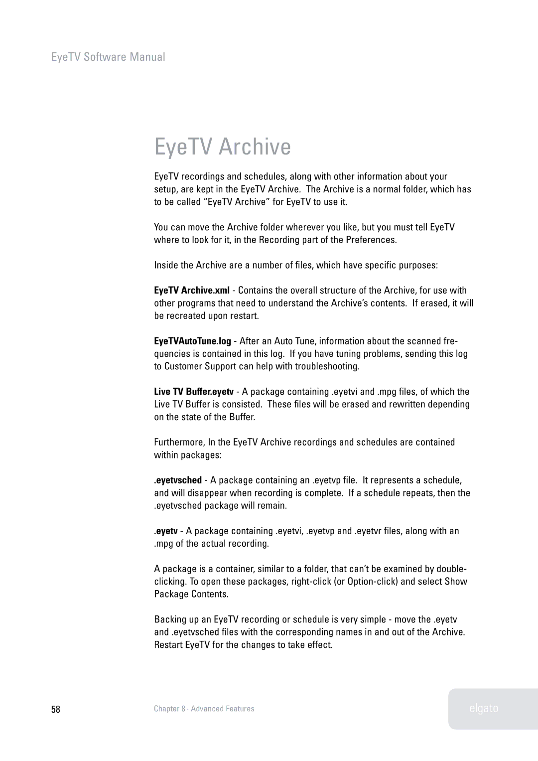 Elgato 2 software manual EyeTV Archive 