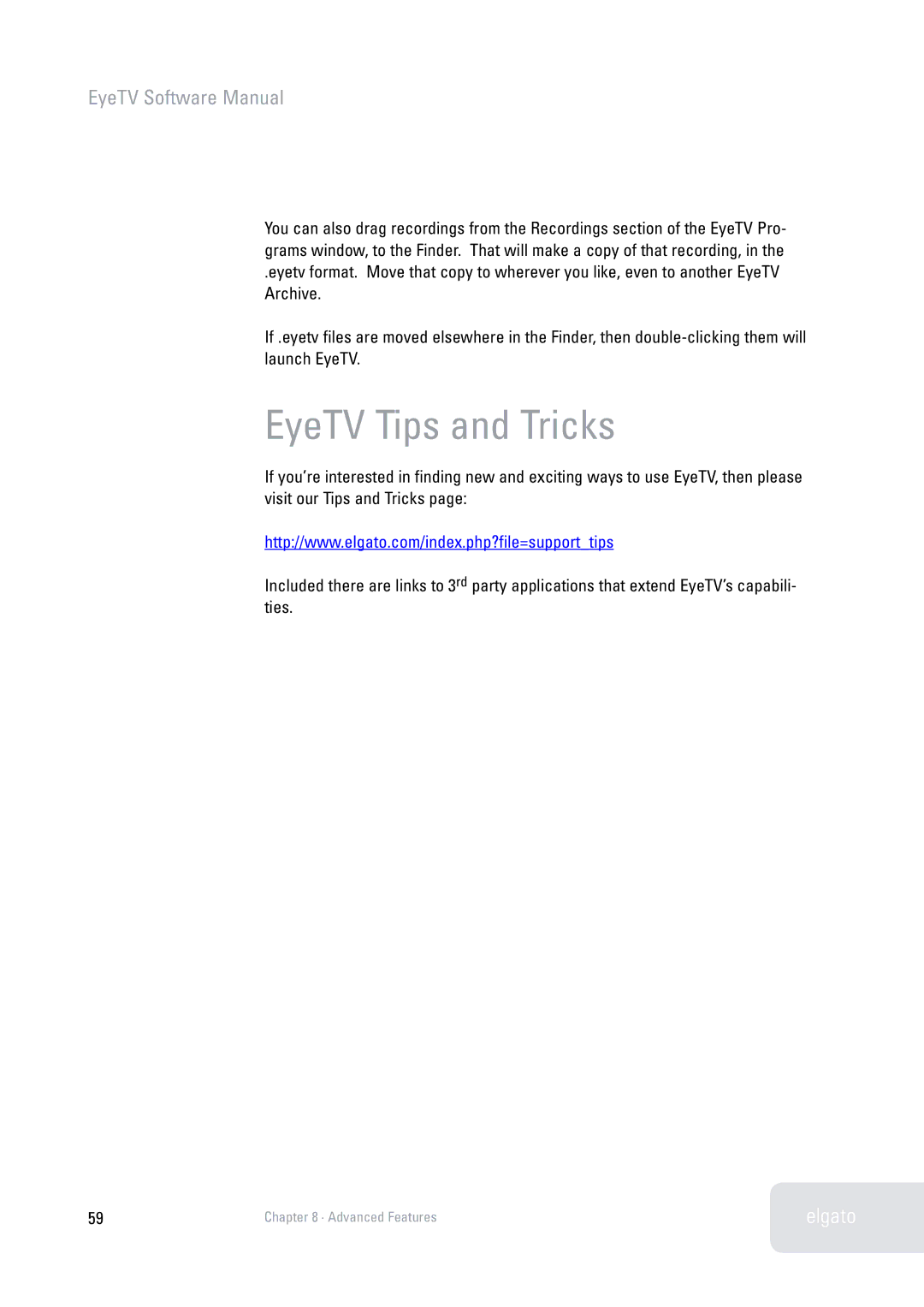 Elgato 2 software manual EyeTV Tips and Tricks 
