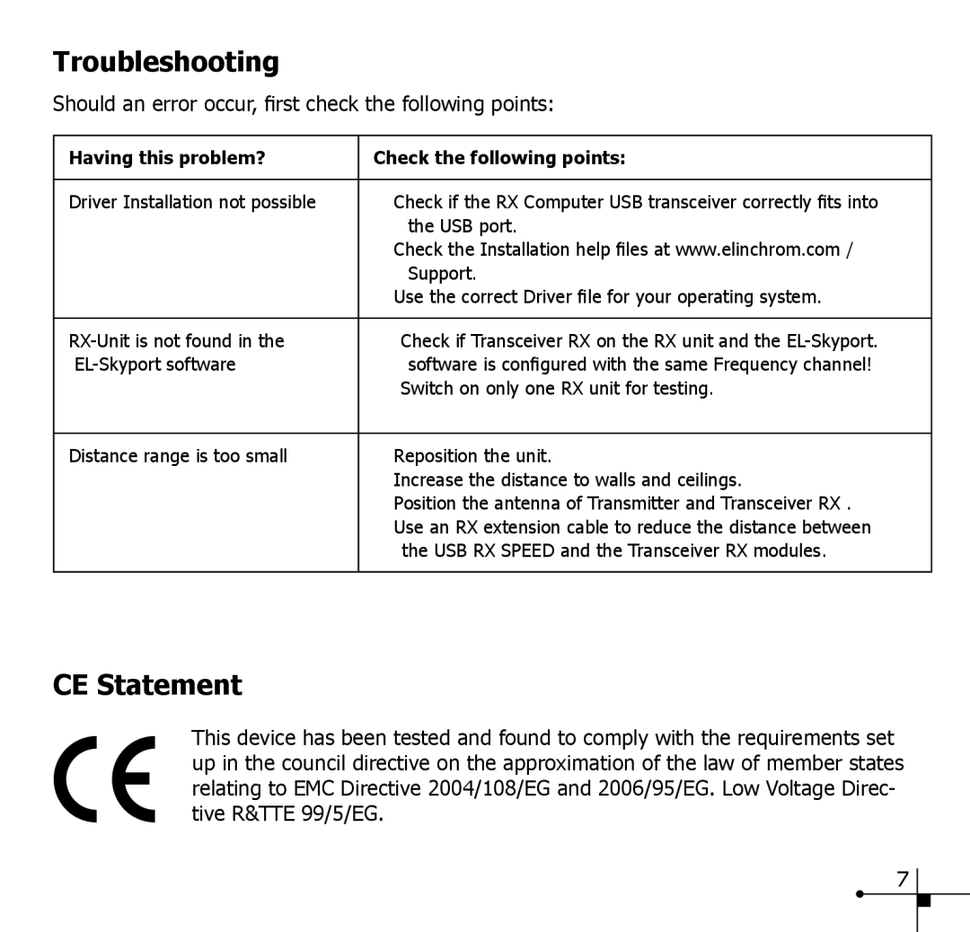 Elinchrom 19348 manual Troubleshooting, CE Statement 