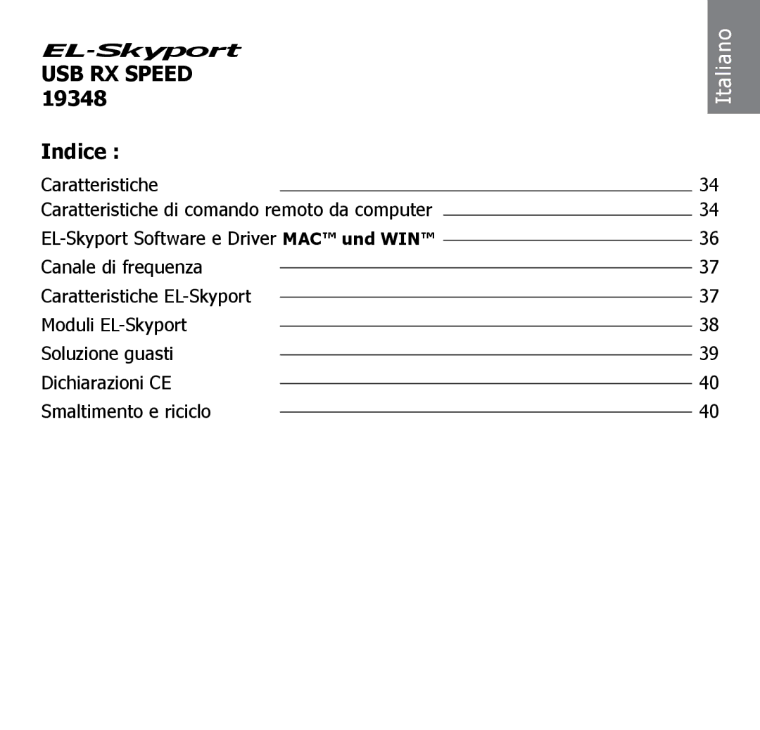 Elinchrom 19348 manual USB RX Speed, Indice 