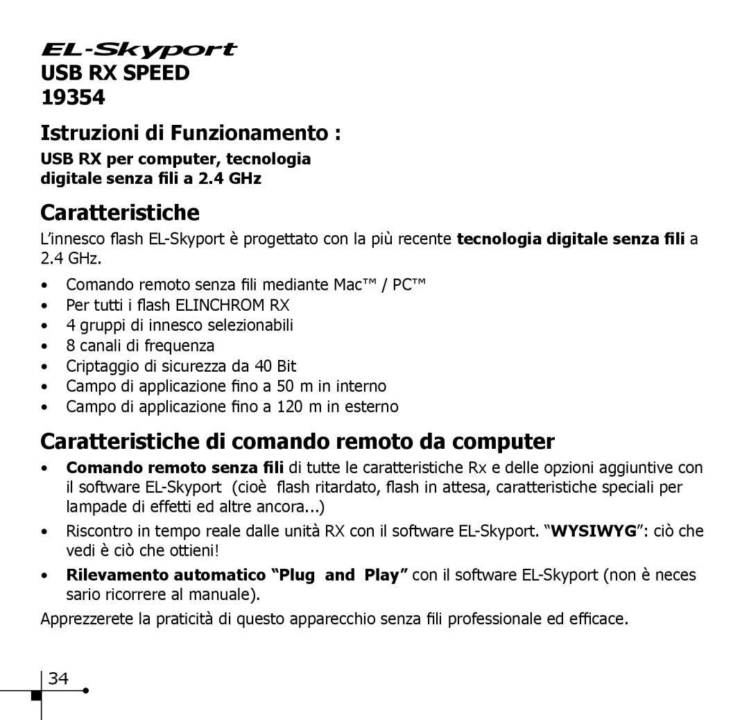 Elinchrom 19348 manual Caratteristiche di comando remoto da computer 