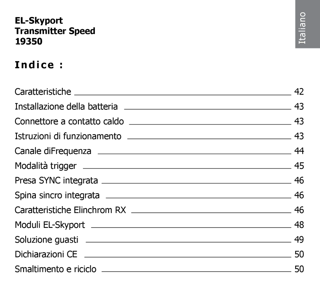 Elinchrom 19350 manual Indice 