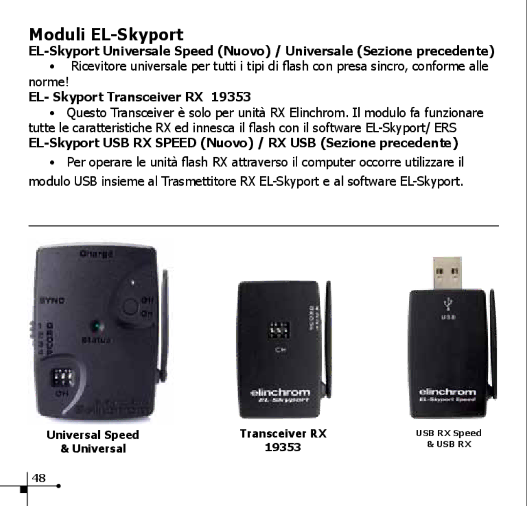 Elinchrom 19350 manual Moduli EL-Skyport 