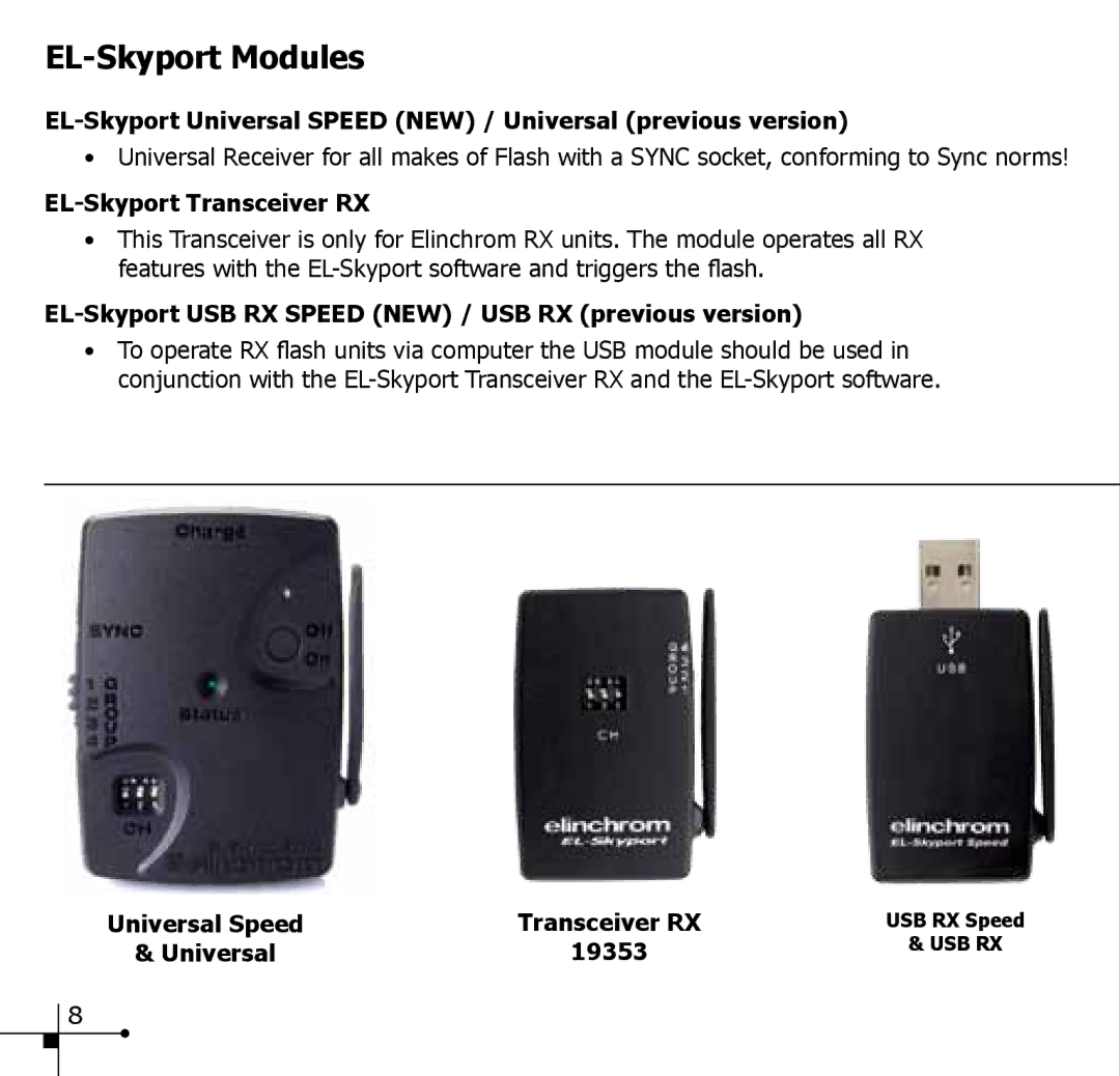 Elinchrom 19350 EL-Skyport Modules, EL-Skyport Universal Speed NEW / Universal previous version, EL-Skyport Transceiver RX 