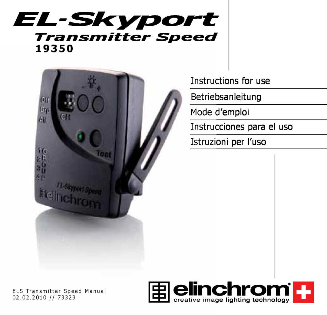 Elinchrom 19350 manual Transmitter Speed, Instructions for use Betriebsanleitung, Mode d’emploi Instrucciones para el uso 