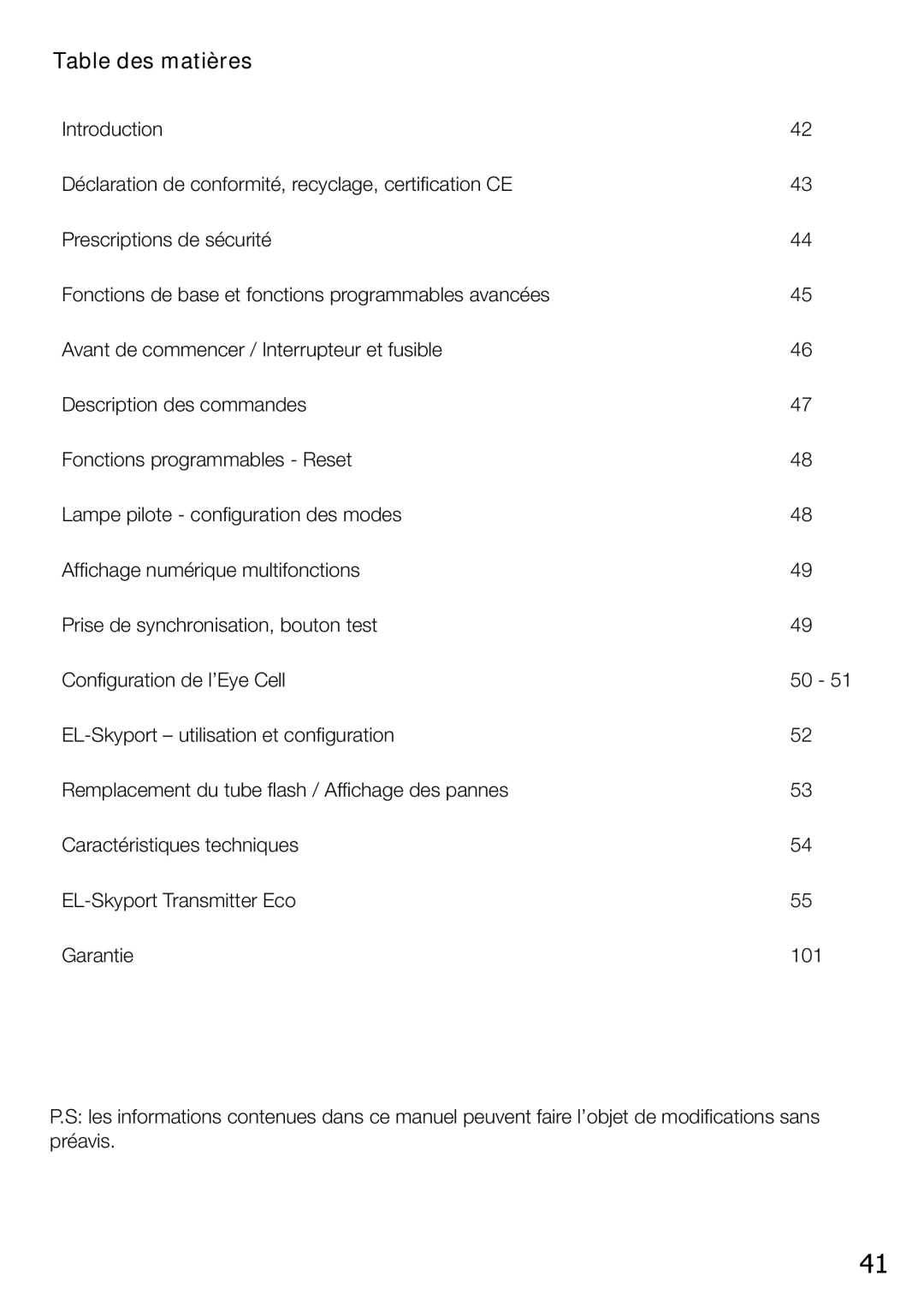 Elinchrom 2 IT, 4 IT operation manual Table des matières, Français 