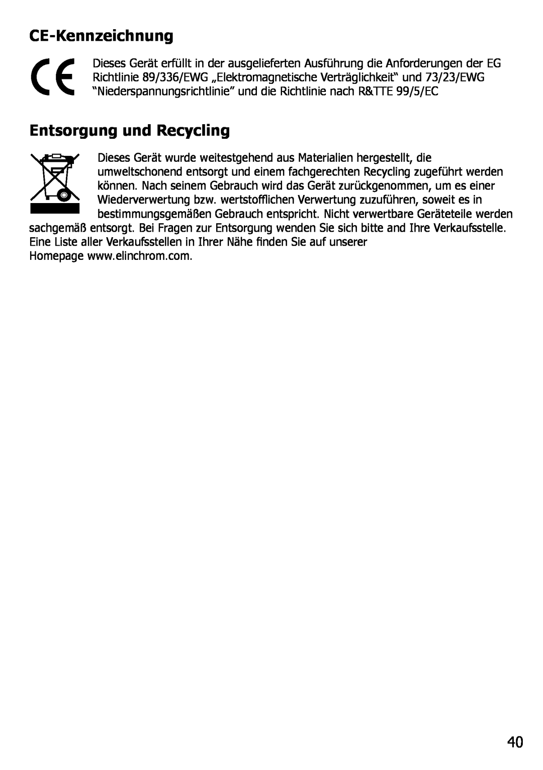 Elinchrom 4 IT, 2 IT operation manual CE-Kennzeichnung, Entsorgung und Recycling 