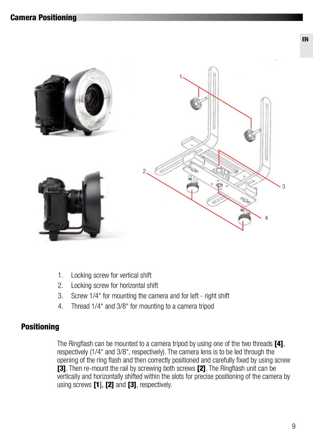 Elinchrom 20492 user manual Camera Positioning 