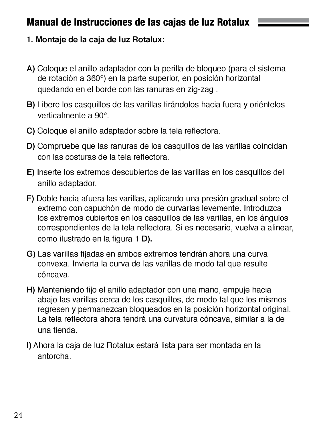 Elinchrom 73320 user manual Montaje de la caja de luz Rotalux 