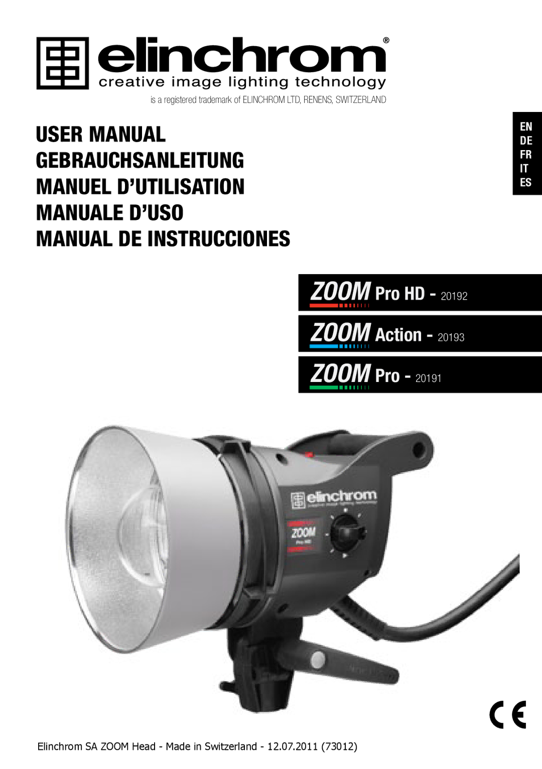 Elinchrom PRO - 20191, ACTION - 20193, PRO HD - 20192 user manual Zoom 