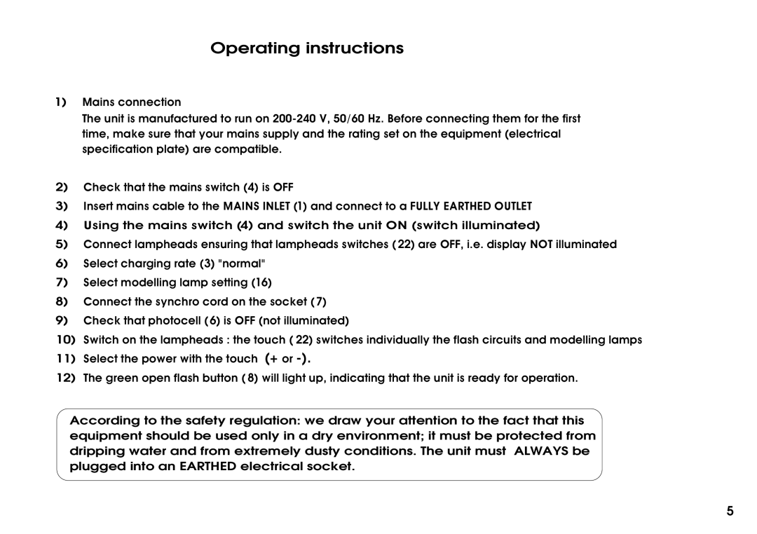 Elinchrom Digital 3000 AS manual Operating instructions 